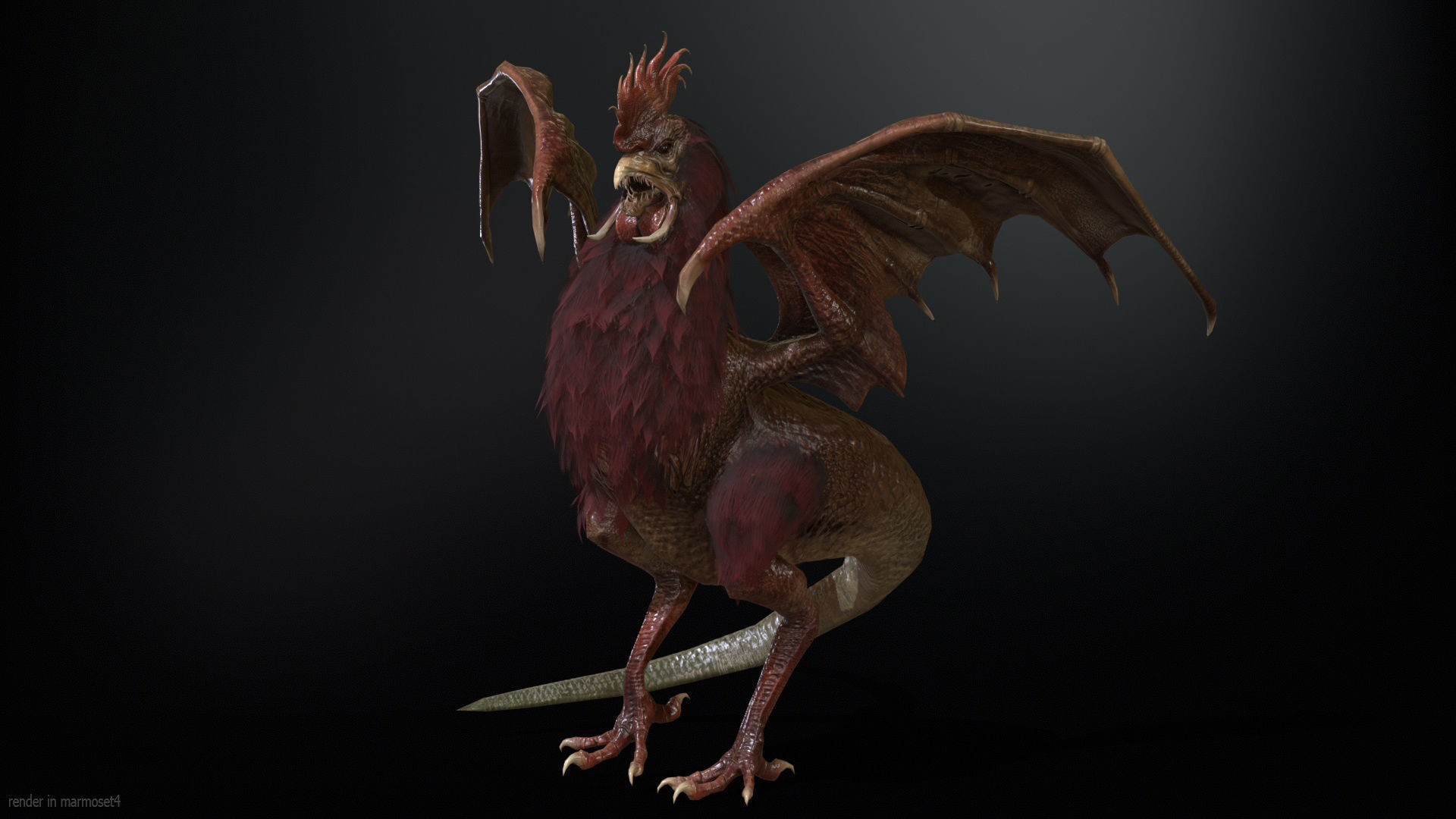  Kurolisk is an ancient Slavic monster Low-poly 3D model_5