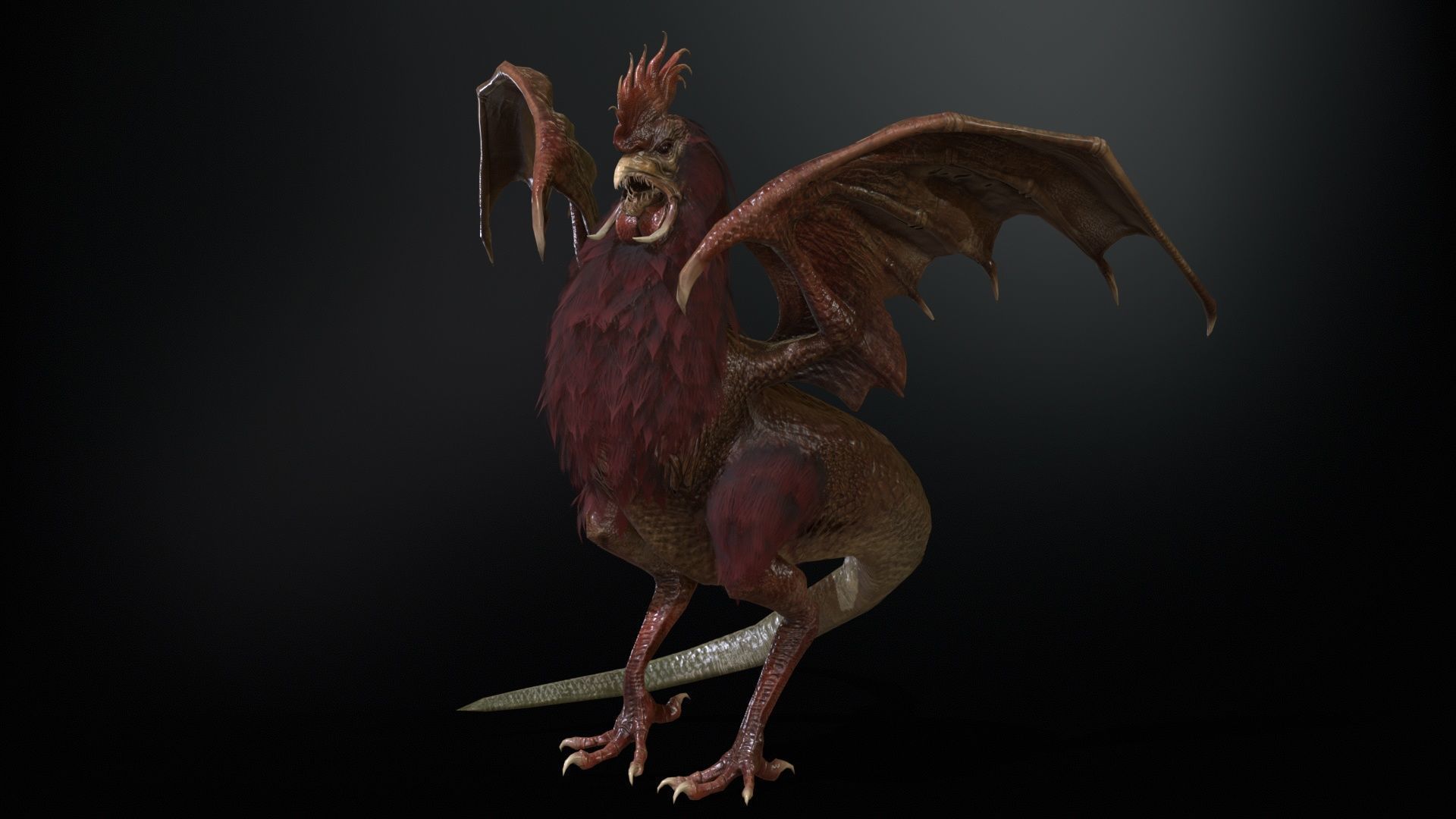  Kurolisk is an ancient Slavic monster Low-poly 3D model_27