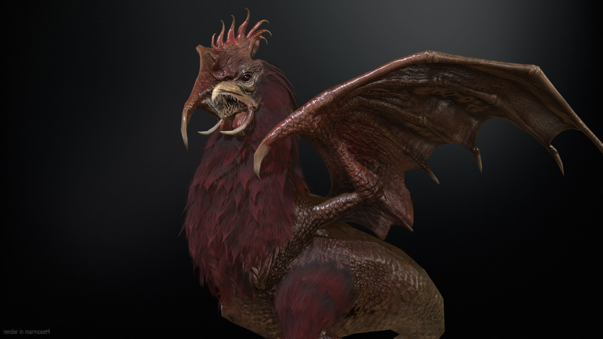  Kurolisk is an ancient Slavic monster Low-poly 3D model_2