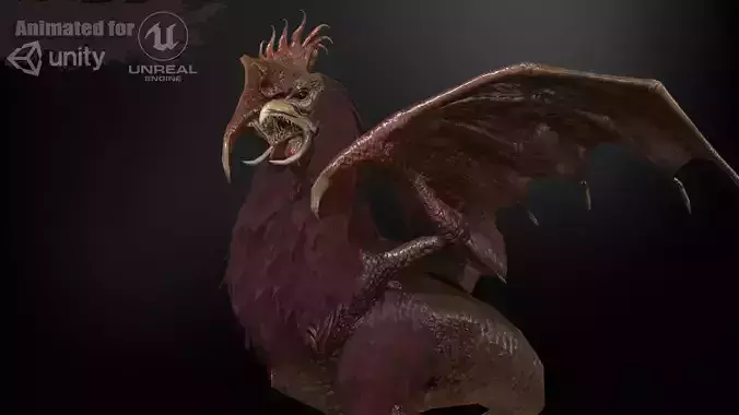  Kurolisk is an ancient Slavic monster Low-poly 3D model