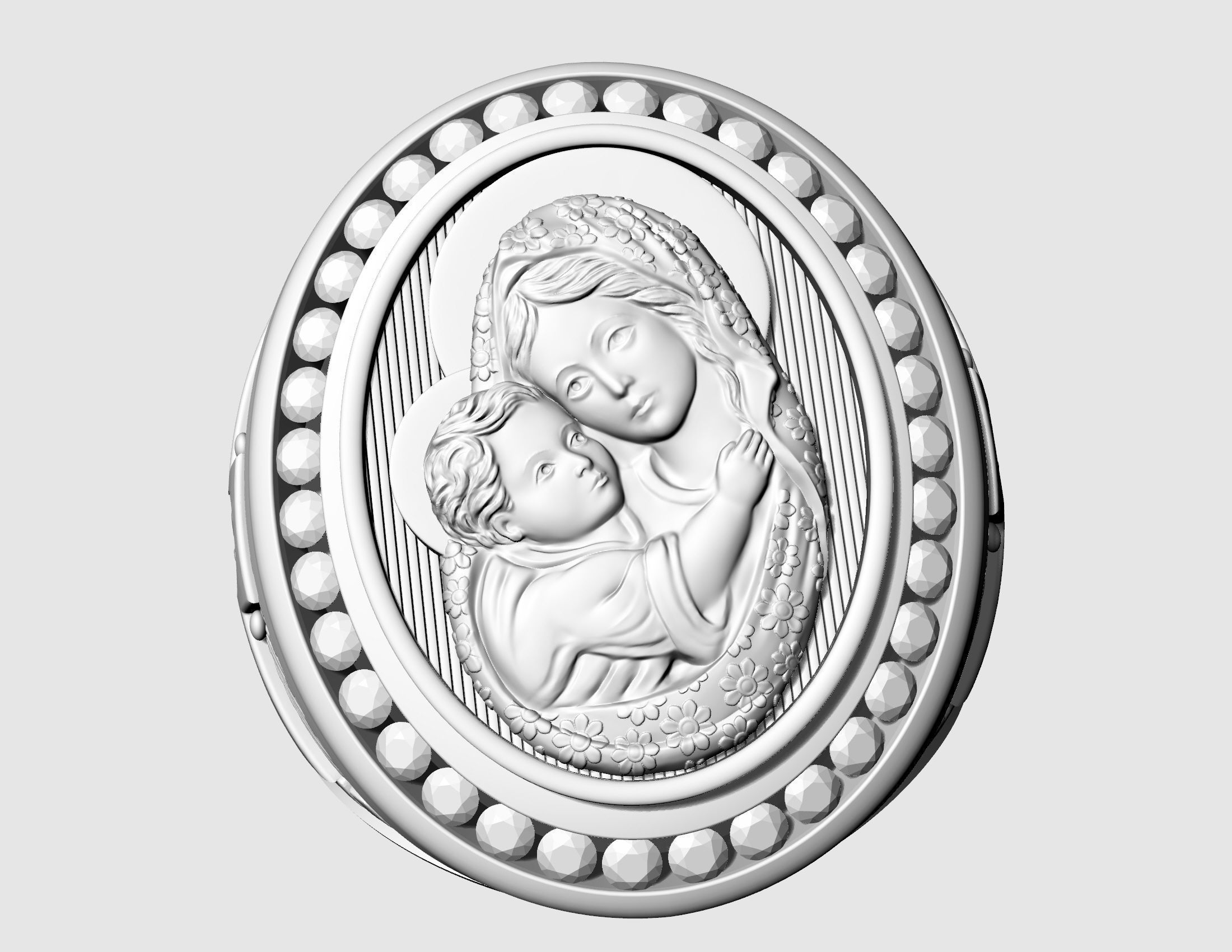 Mary with Jesus child ring 3D print model_6