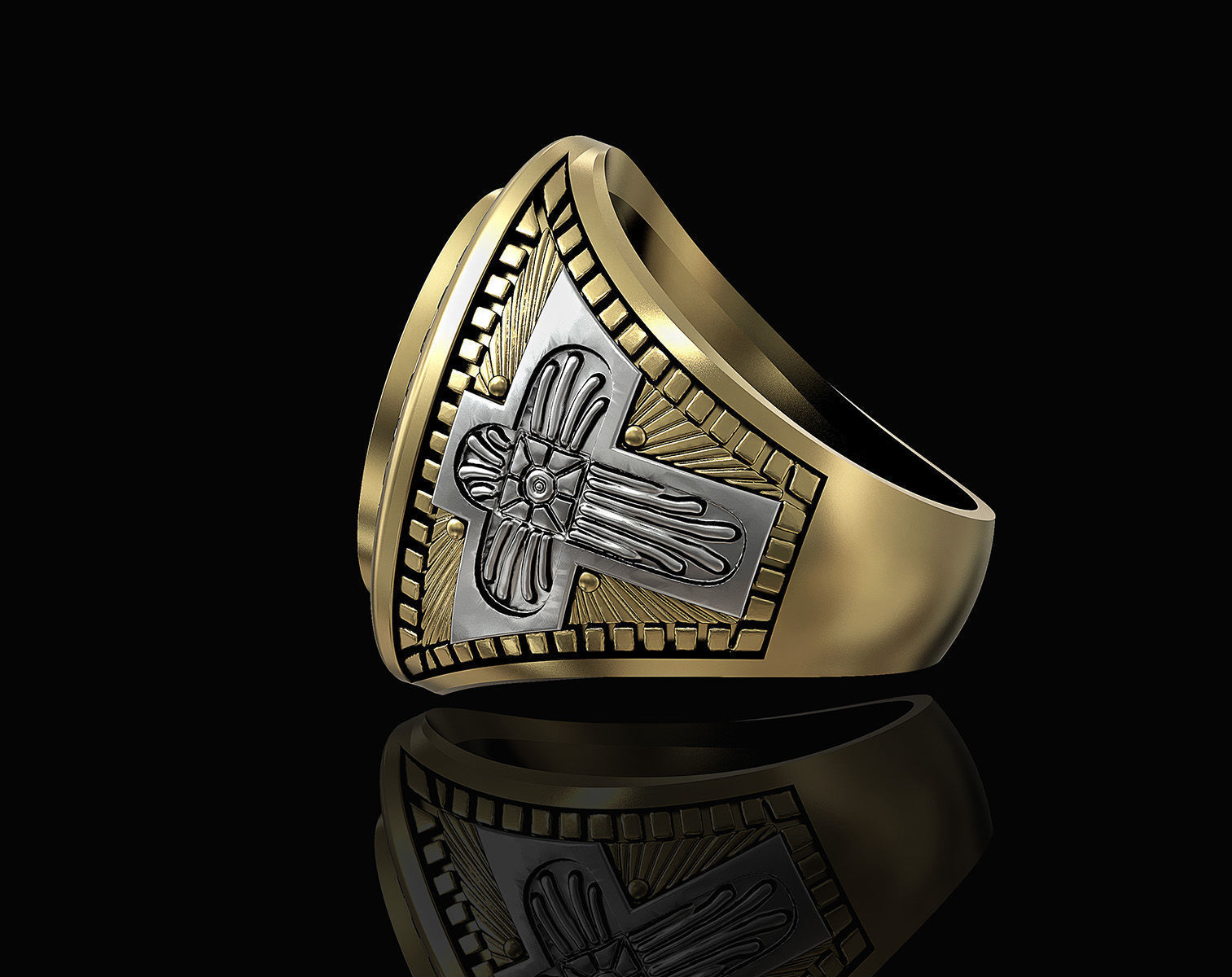 Mary with Jesus child ring 3D print model_3