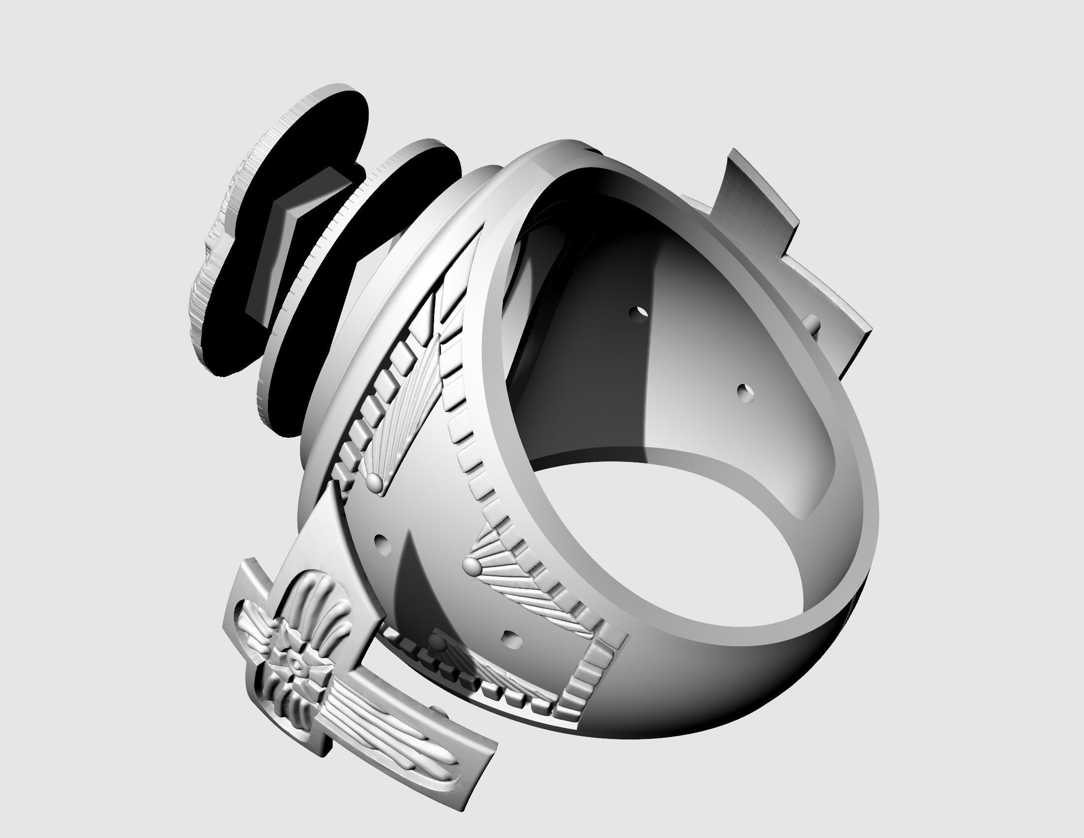 Mary with Jesus child ring 3D print model_15