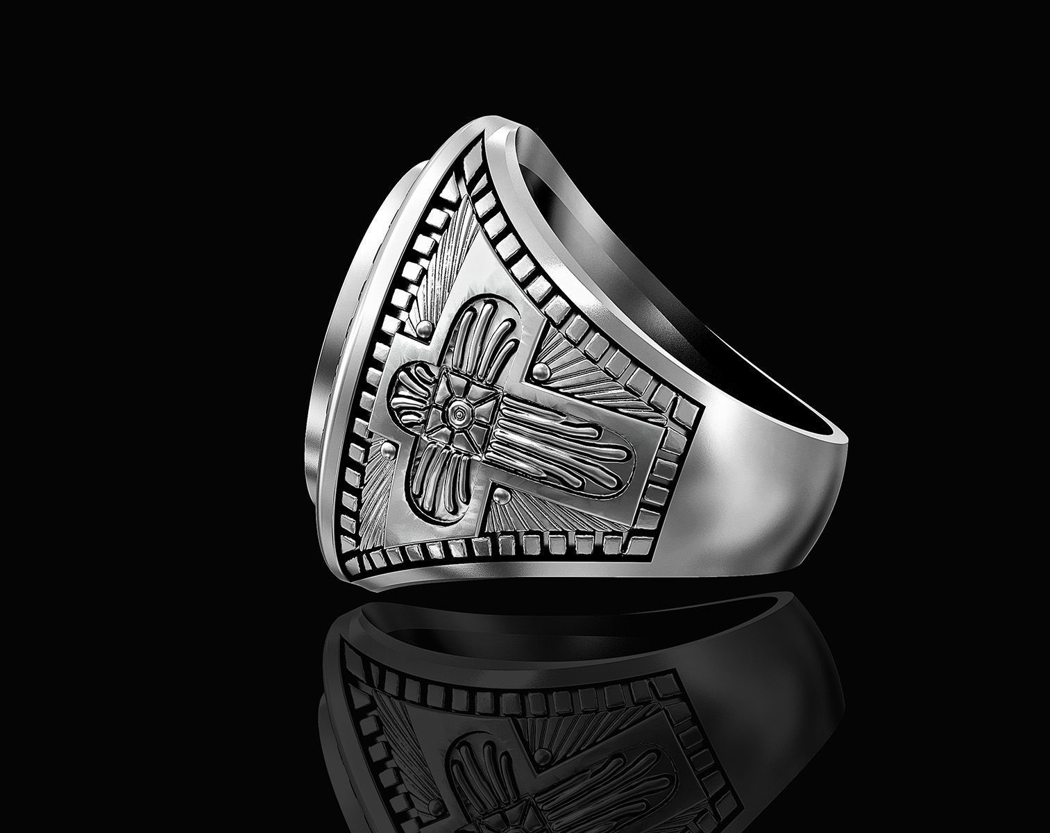 Mary with Jesus child ring 3D print model_4