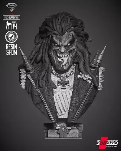 B3DSERK Lobo Zombie Bust Portrait  3D print model