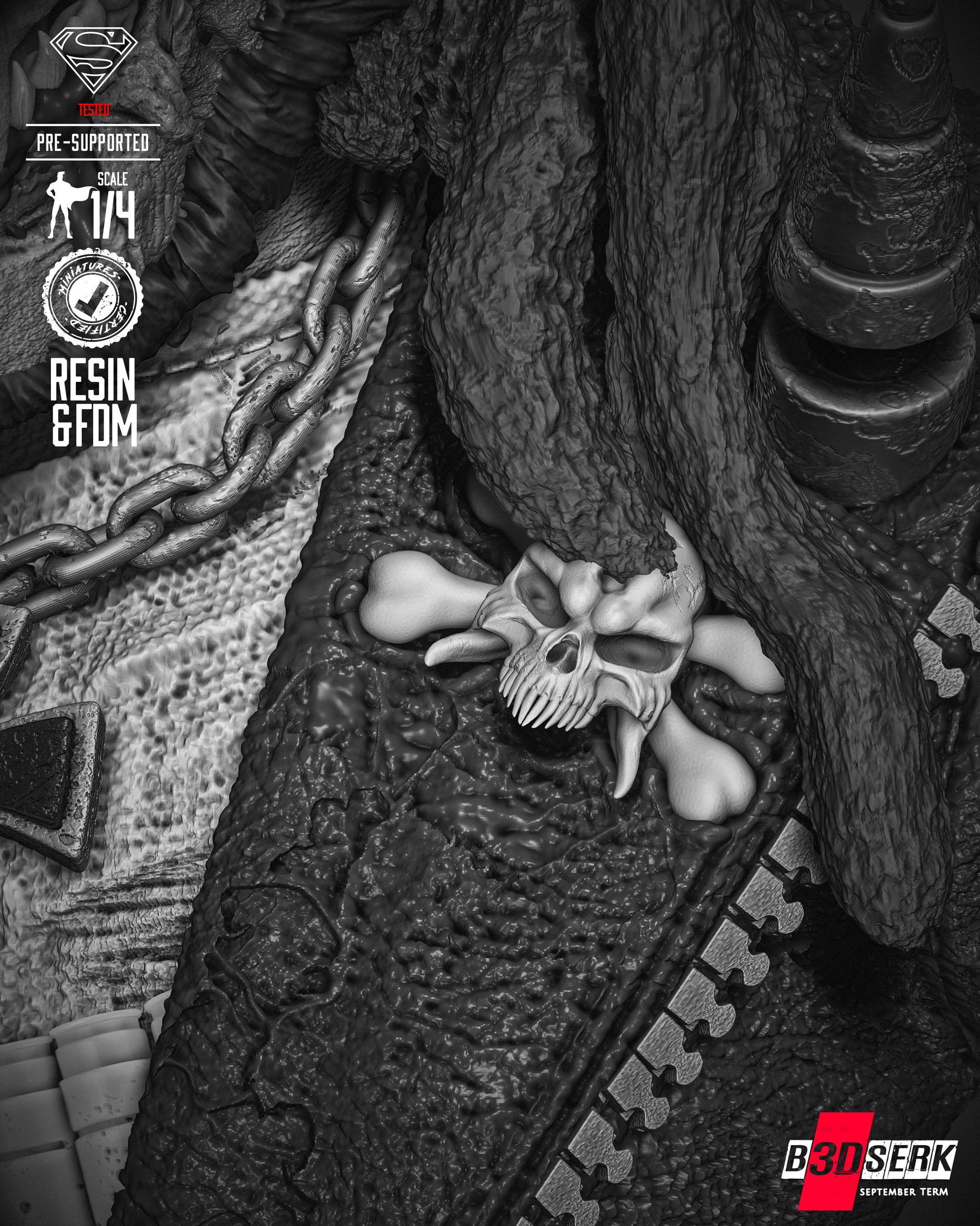 B3DSERK Lobo Zombie Bust Portrait  3D print model_38