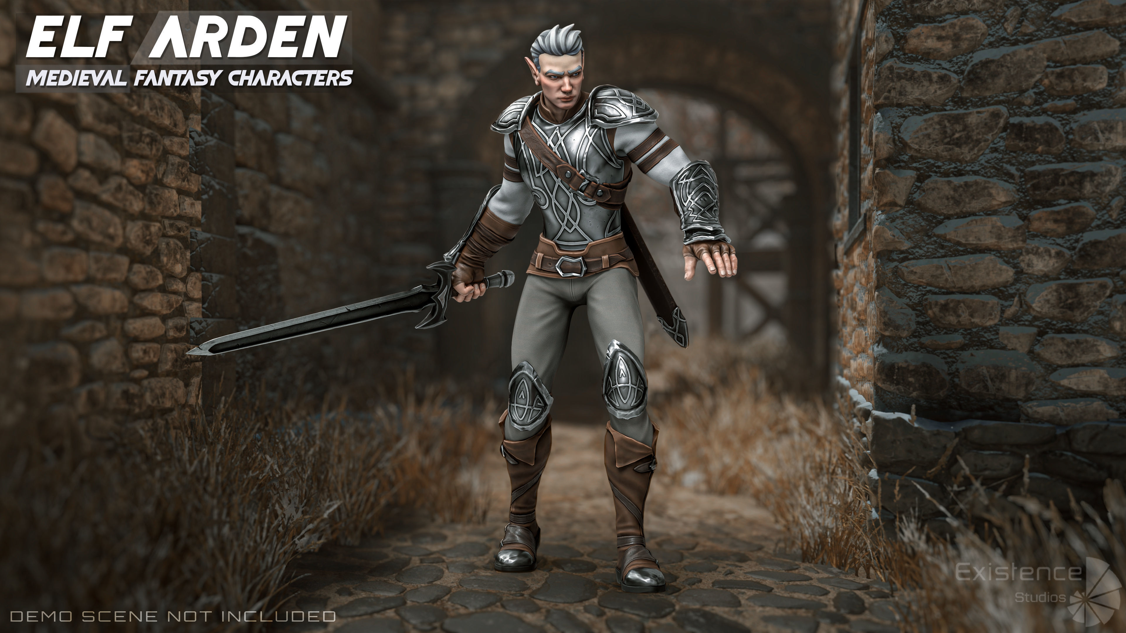 Elf Arden - Stylized Medieval Elven Warrior - RPG Hero - 56 Low-poly 3D model_3