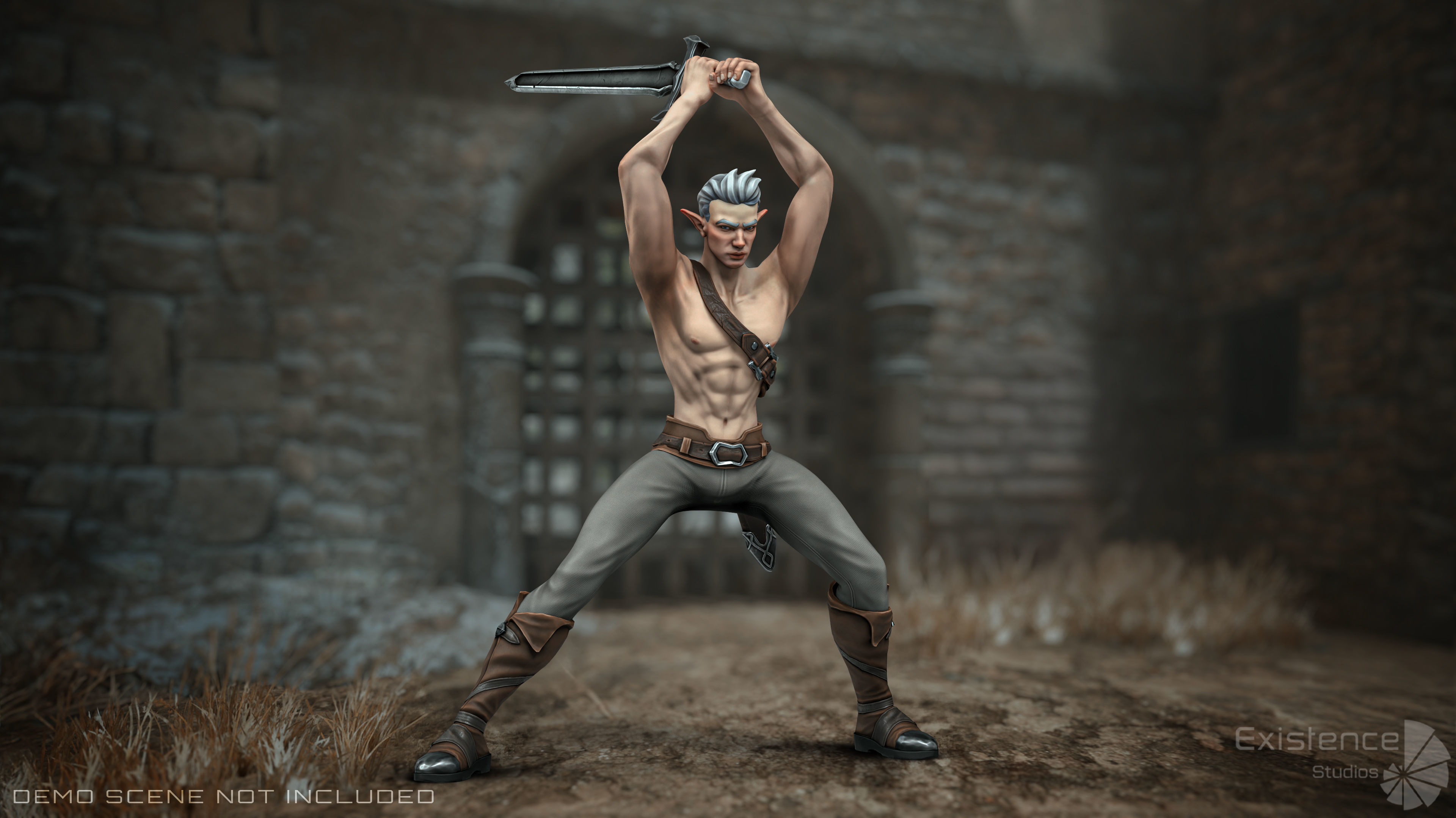 Elf Arden - Stylized Medieval Elven Warrior - RPG Hero - 56 Low-poly 3D model_12