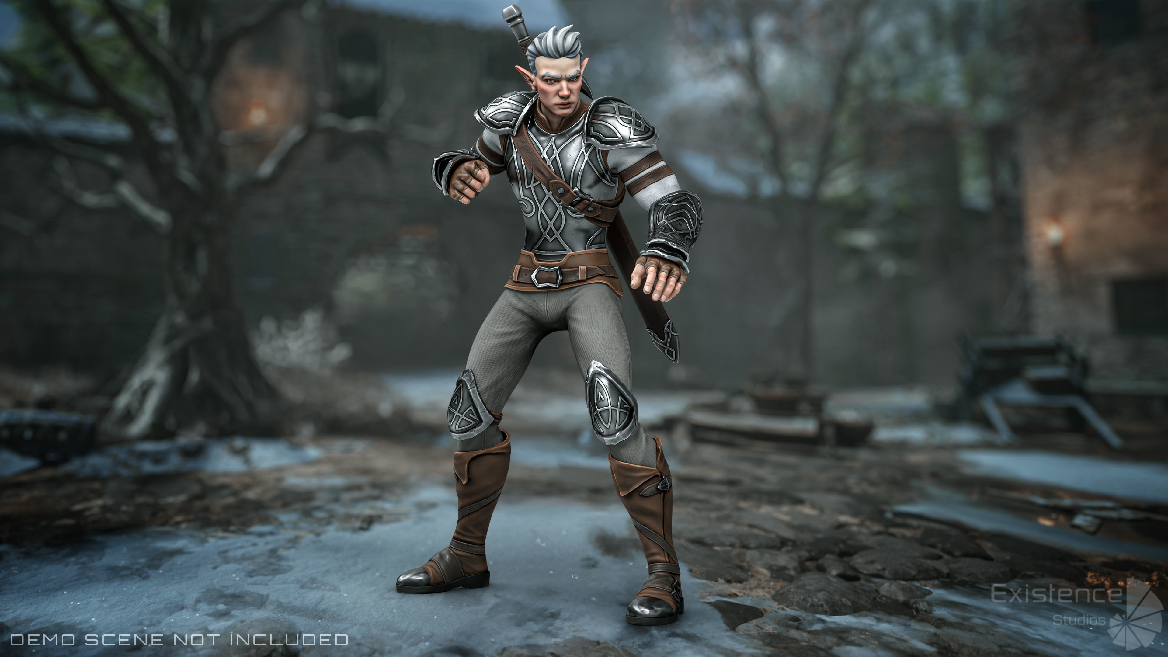 Elf Arden - Stylized Medieval Elven Warrior - RPG Hero - 56 Low-poly 3D model_11