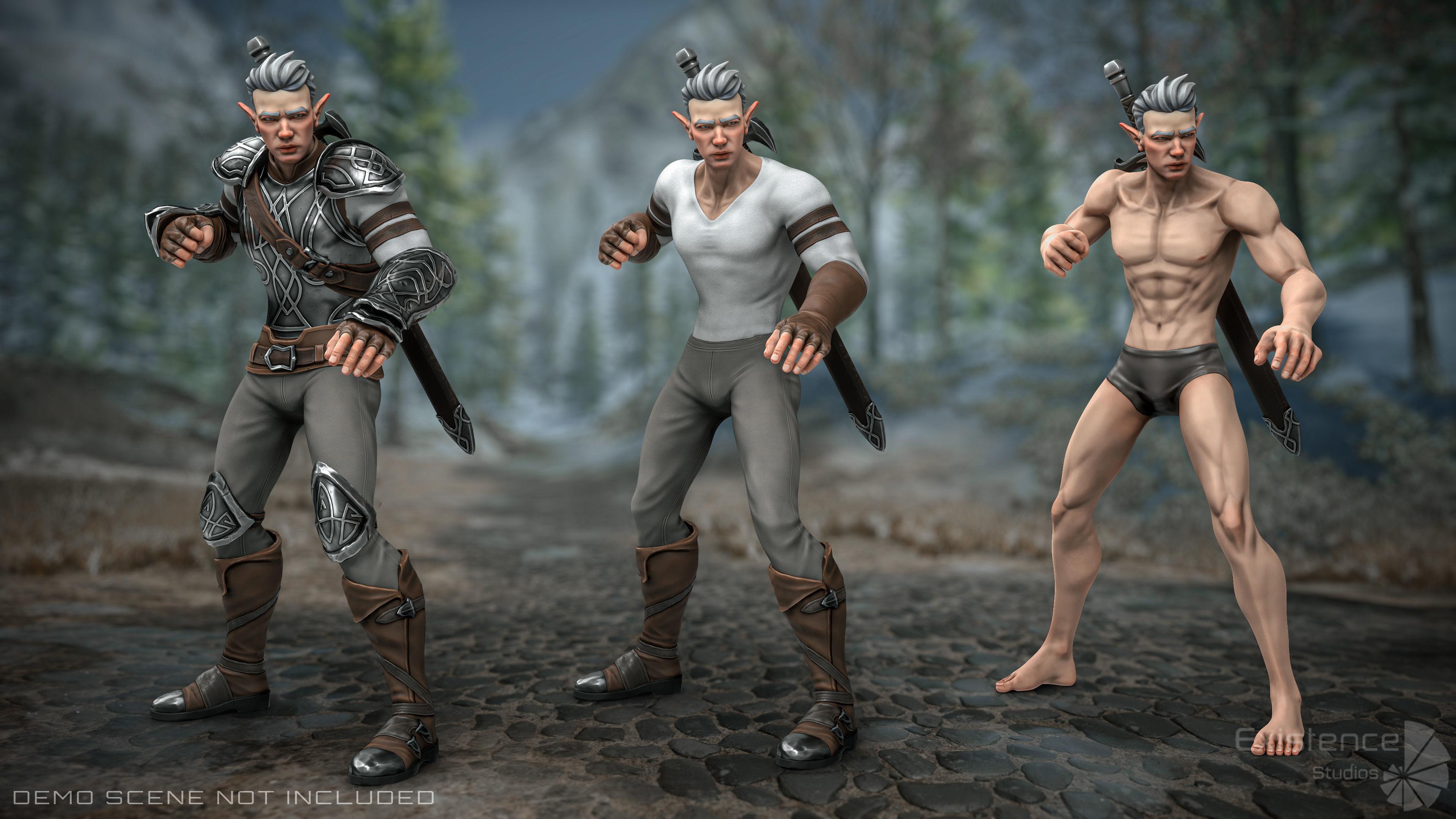 Elf Arden - Stylized Medieval Elven Warrior - RPG Hero - 56 Low-poly 3D model_14