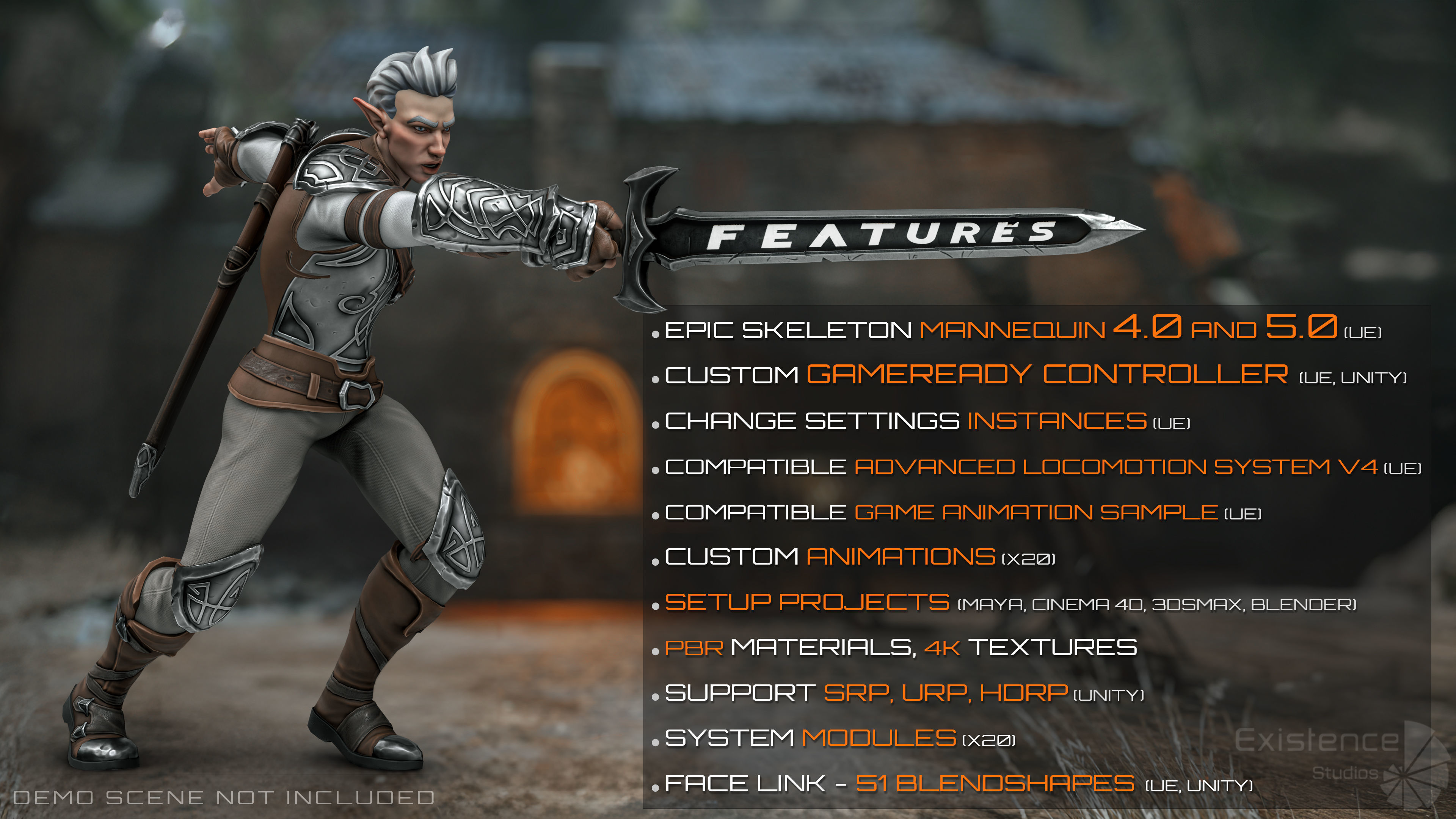 Elf Arden - Stylized Medieval Elven Warrior - RPG Hero - 56 Low-poly 3D model_4