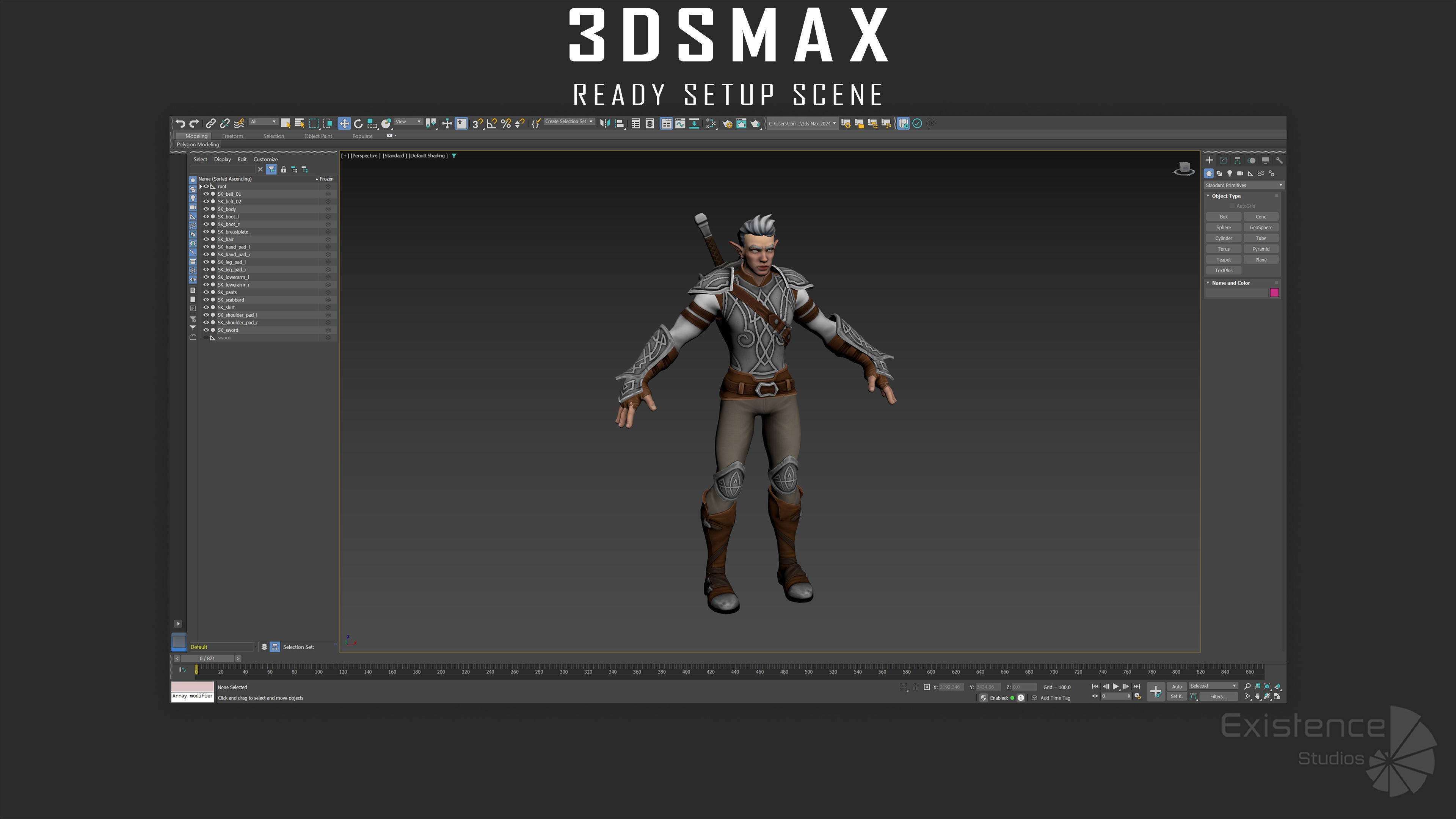 Elf Arden - Stylized Medieval Elven Warrior - RPG Hero - 56 Low-poly 3D model_21