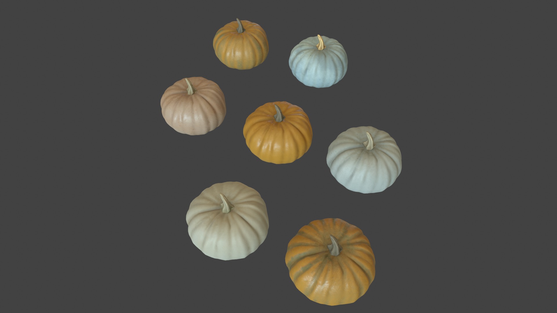 3D Pumpkin 5 Pack with 35 Texture and Shape Combinations Low-poly 3D model_3