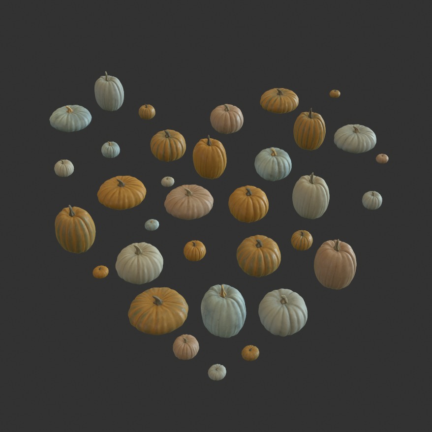 3D Pumpkin 5 Pack with 35 Texture and Shape Combinations Low-poly 3D model_6