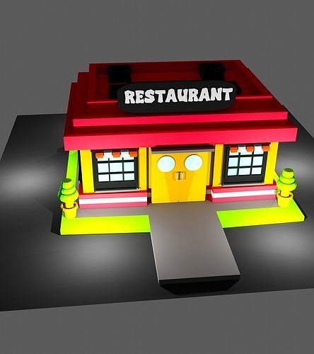 Restaurant stylized low poly Low-poly 3D model