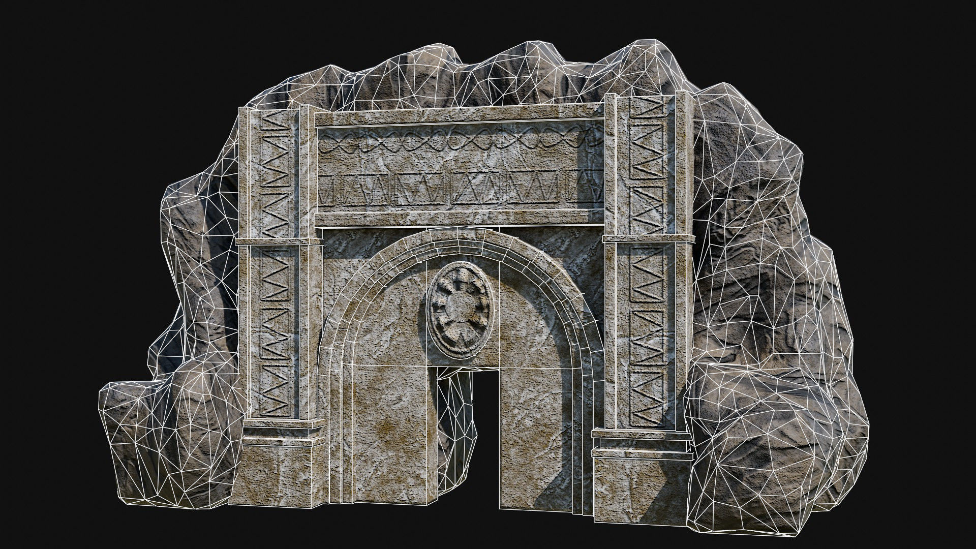 CAVE ENTRANCE GATE PORTAL DUNGEON ANCIENT TEMPLE COLLECTION Low-poly 3D model_4