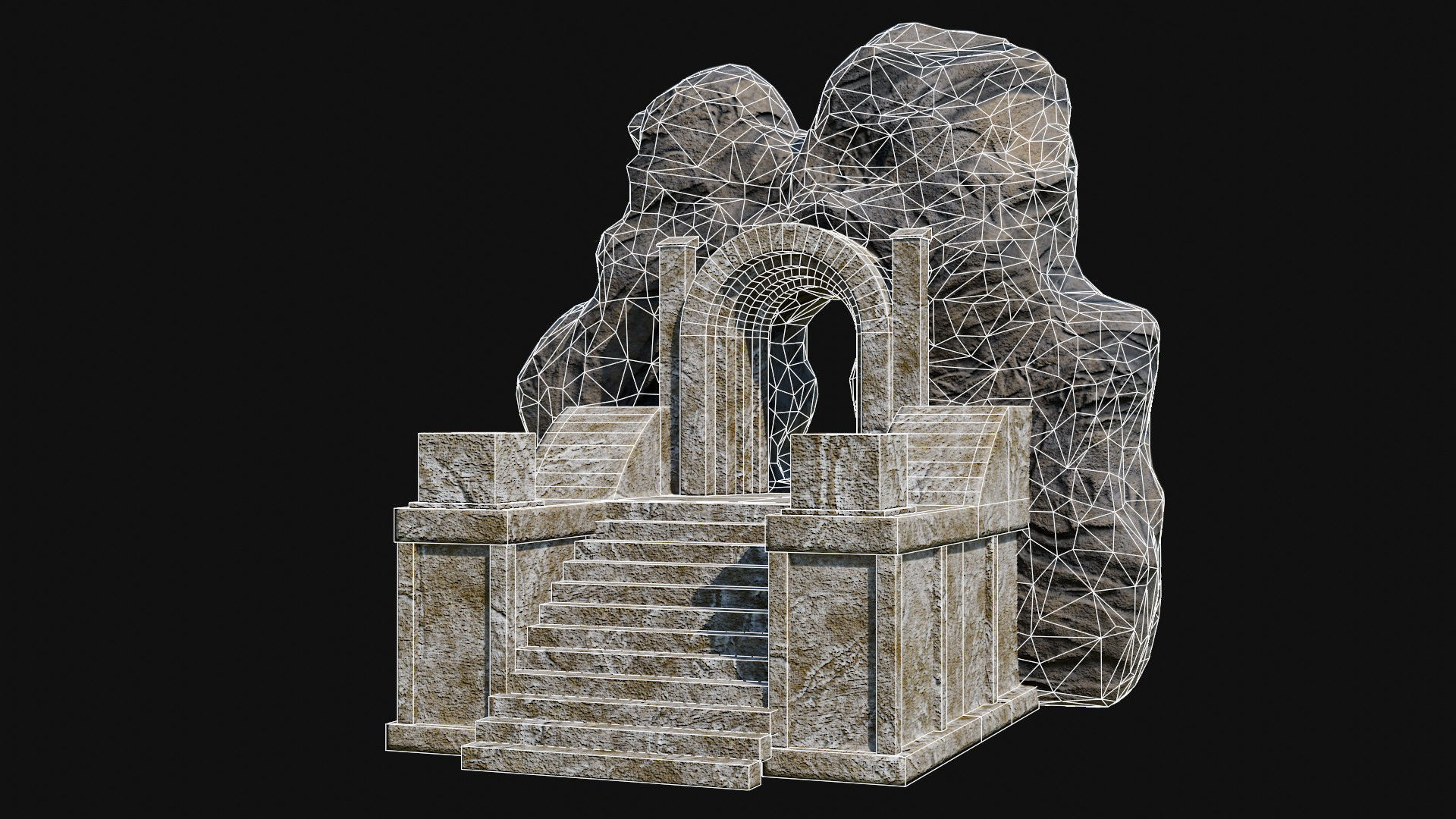 CAVE ENTRANCE GATE PORTAL DUNGEON ANCIENT TEMPLE COLLECTION Low-poly 3D model_28