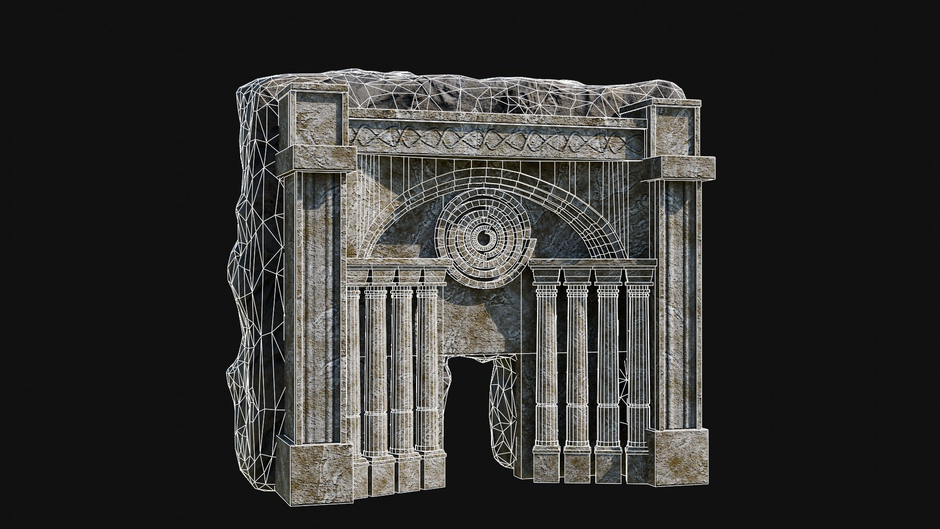 CAVE ENTRANCE GATE PORTAL DUNGEON ANCIENT TEMPLE COLLECTION Low-poly 3D model_42