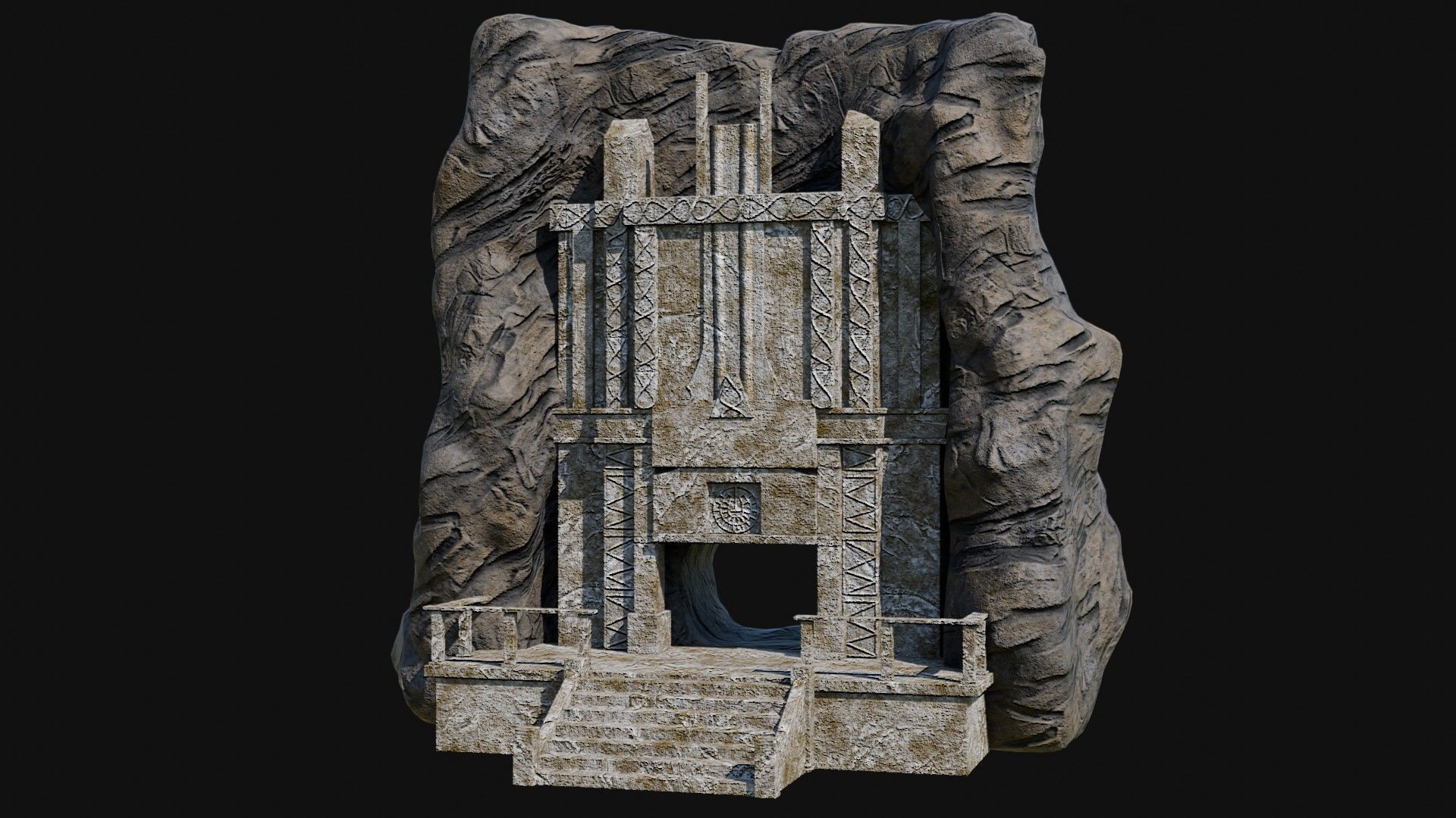 CAVE ENTRANCE GATE PORTAL DUNGEON ANCIENT TEMPLE COLLECTION Low-poly 3D model_49