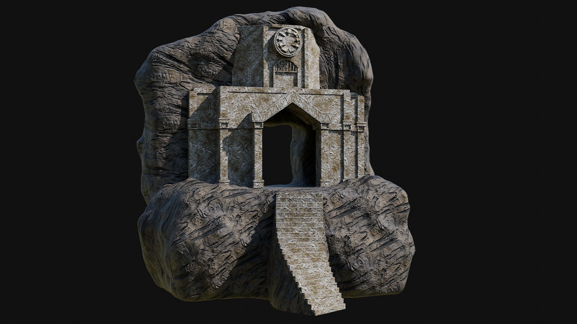 CAVE ENTRANCE GATE PORTAL DUNGEON ANCIENT TEMPLE COLLECTION Low-poly 3D model_21