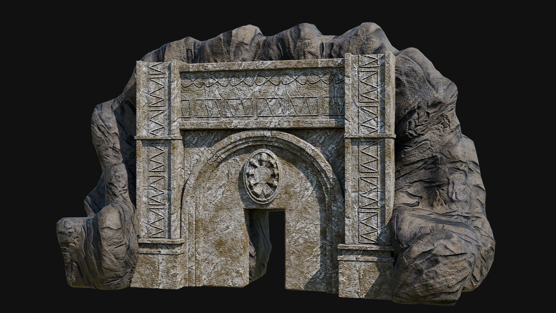 CAVE ENTRANCE GATE PORTAL DUNGEON ANCIENT TEMPLE COLLECTION Low-poly 3D model_1