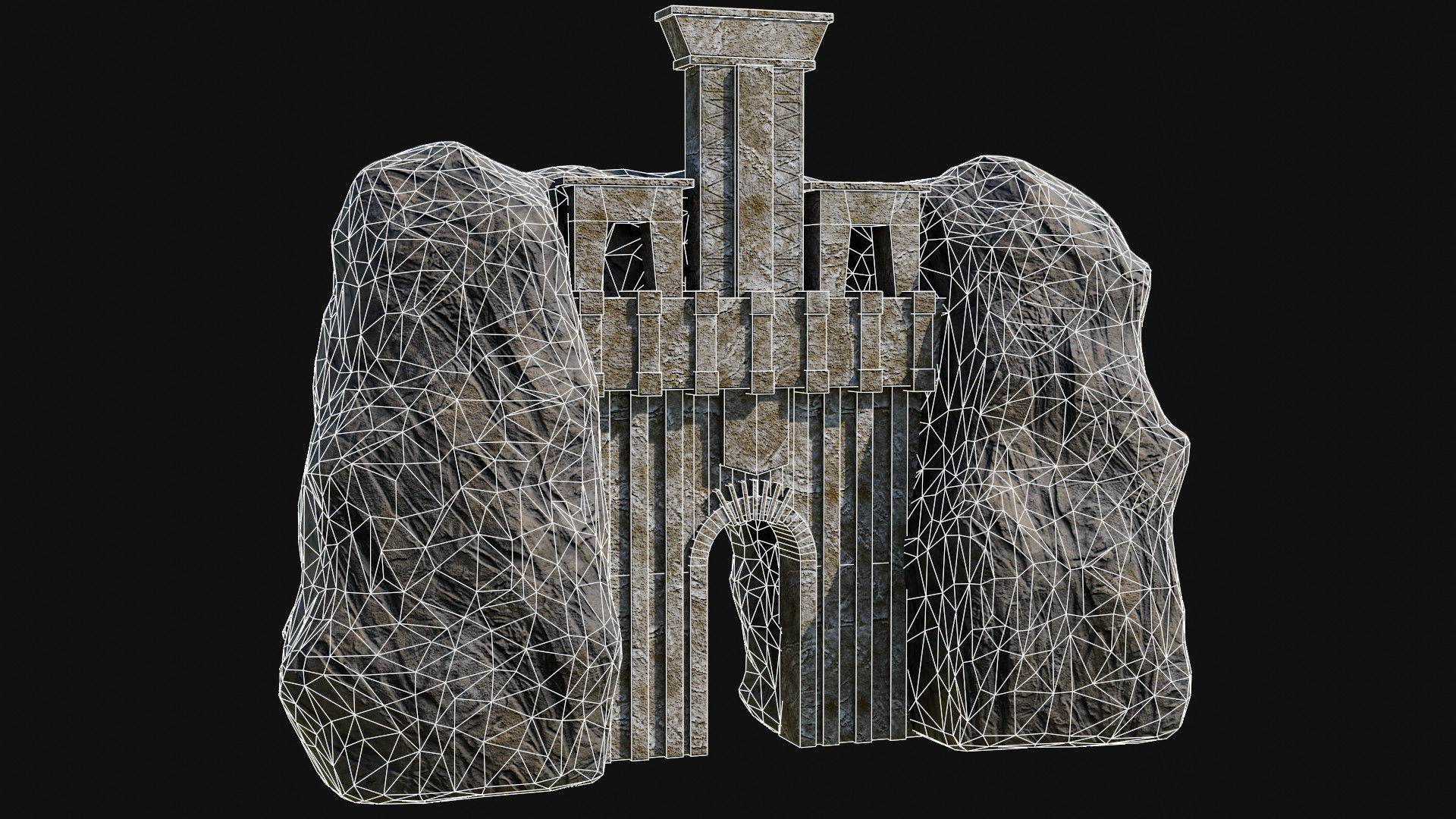 CAVE ENTRANCE GATE PORTAL DUNGEON ANCIENT TEMPLE COLLECTION Low-poly 3D model_48