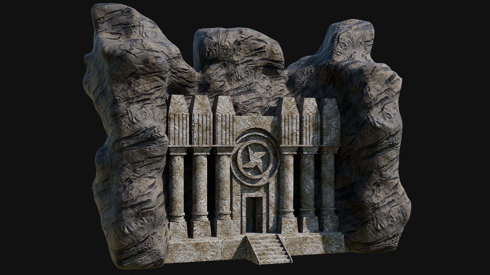 CAVE ENTRANCE GATE PORTAL DUNGEON ANCIENT TEMPLE COLLECTION Low-poly 3D model_33