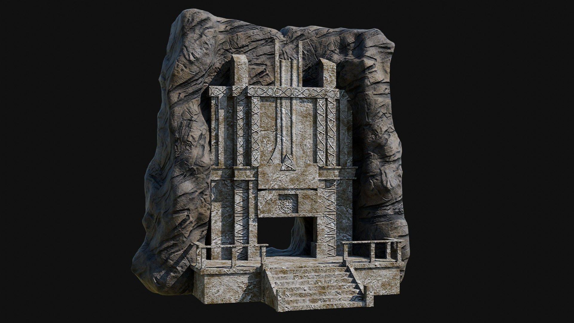 CAVE ENTRANCE GATE PORTAL DUNGEON ANCIENT TEMPLE COLLECTION Low-poly 3D model_51