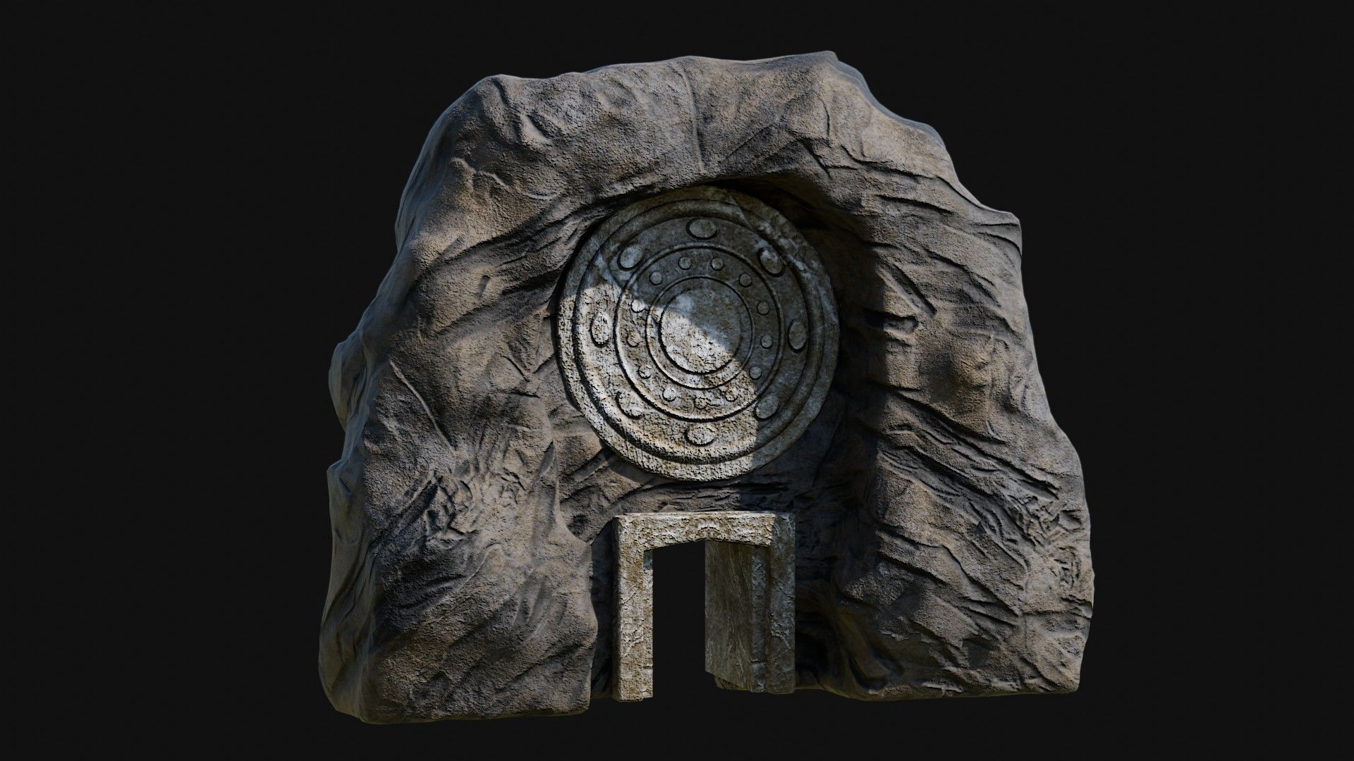 CAVE ENTRANCE GATE PORTAL DUNGEON ANCIENT TEMPLE COLLECTION Low-poly 3D model_9