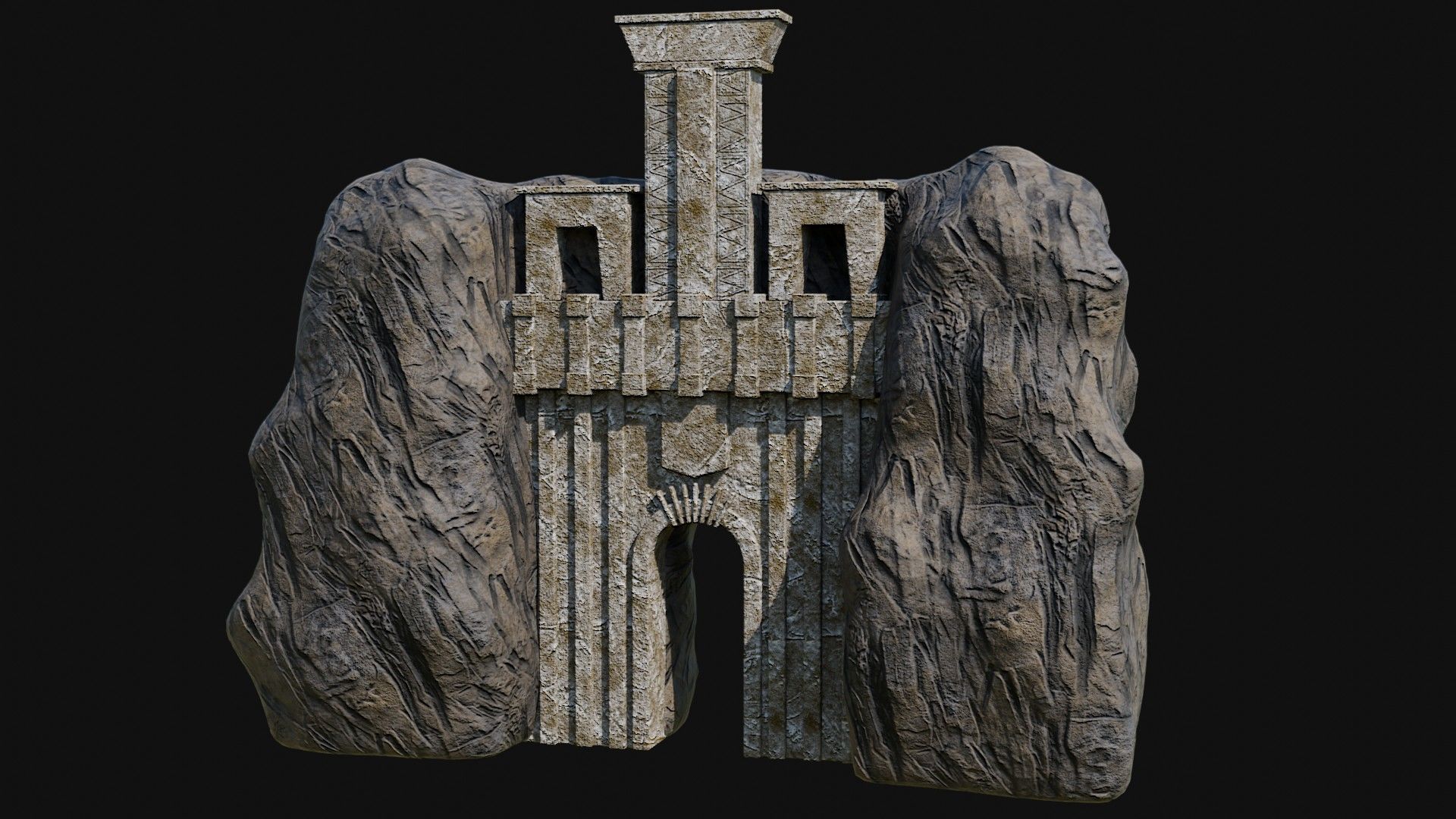 CAVE ENTRANCE GATE PORTAL DUNGEON ANCIENT TEMPLE COLLECTION Low-poly 3D model_43