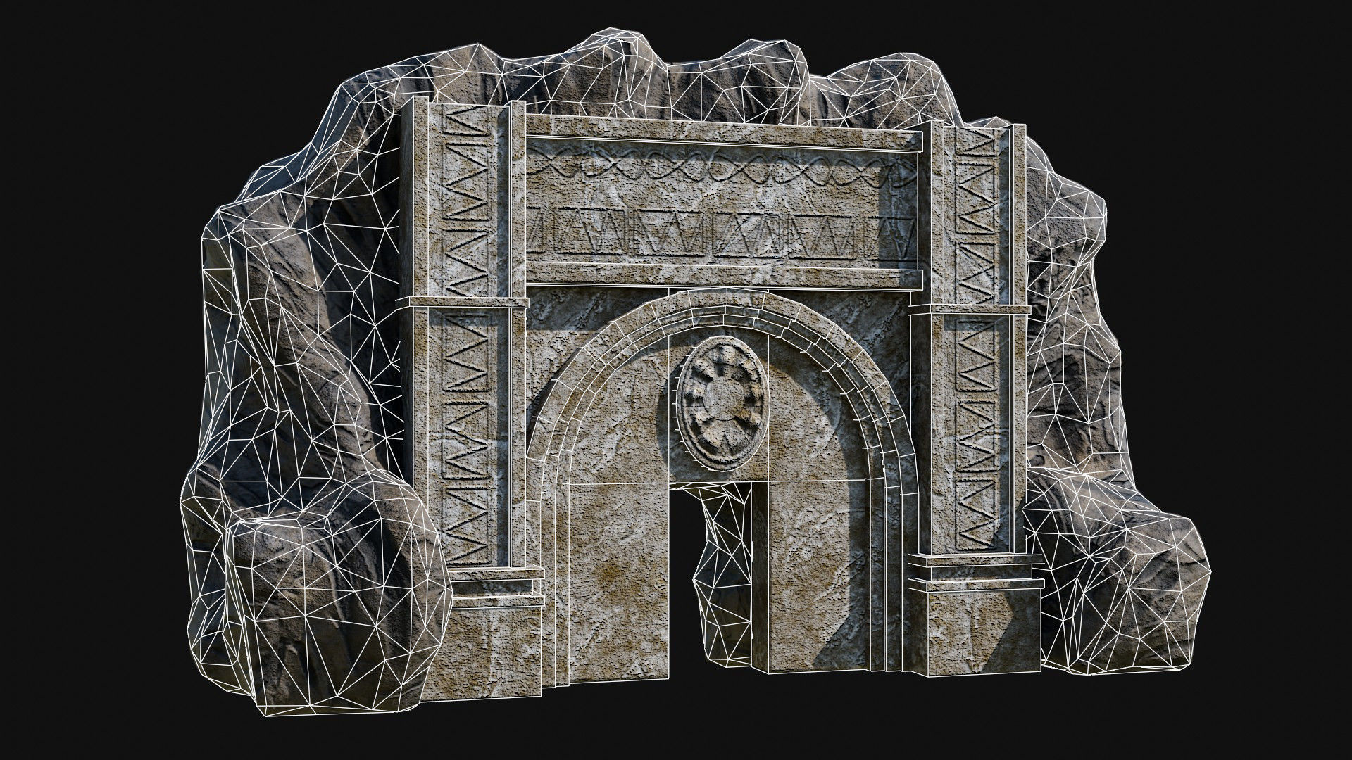 CAVE ENTRANCE GATE PORTAL DUNGEON ANCIENT TEMPLE COLLECTION Low-poly 3D model_6