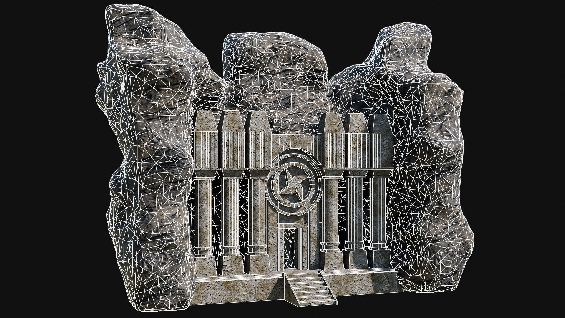 CAVE ENTRANCE GATE PORTAL DUNGEON ANCIENT TEMPLE COLLECTION Low-poly 3D model_36