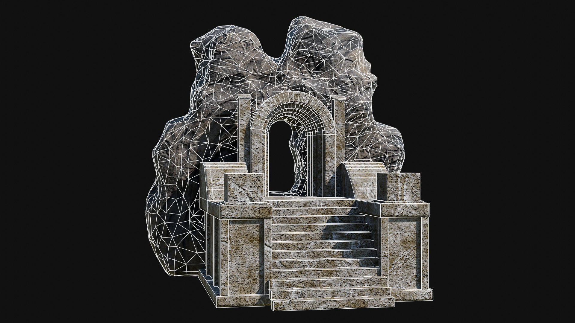 CAVE ENTRANCE GATE PORTAL DUNGEON ANCIENT TEMPLE COLLECTION Low-poly 3D model_30