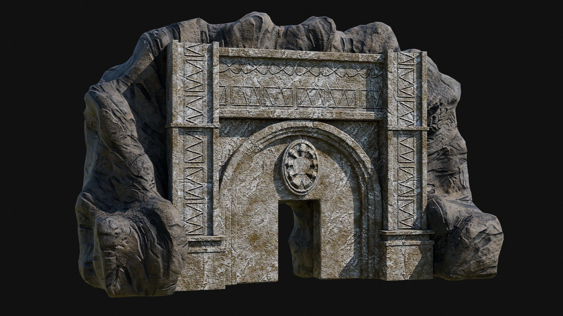 CAVE ENTRANCE GATE PORTAL DUNGEON ANCIENT TEMPLE COLLECTION Low-poly 3D model_3