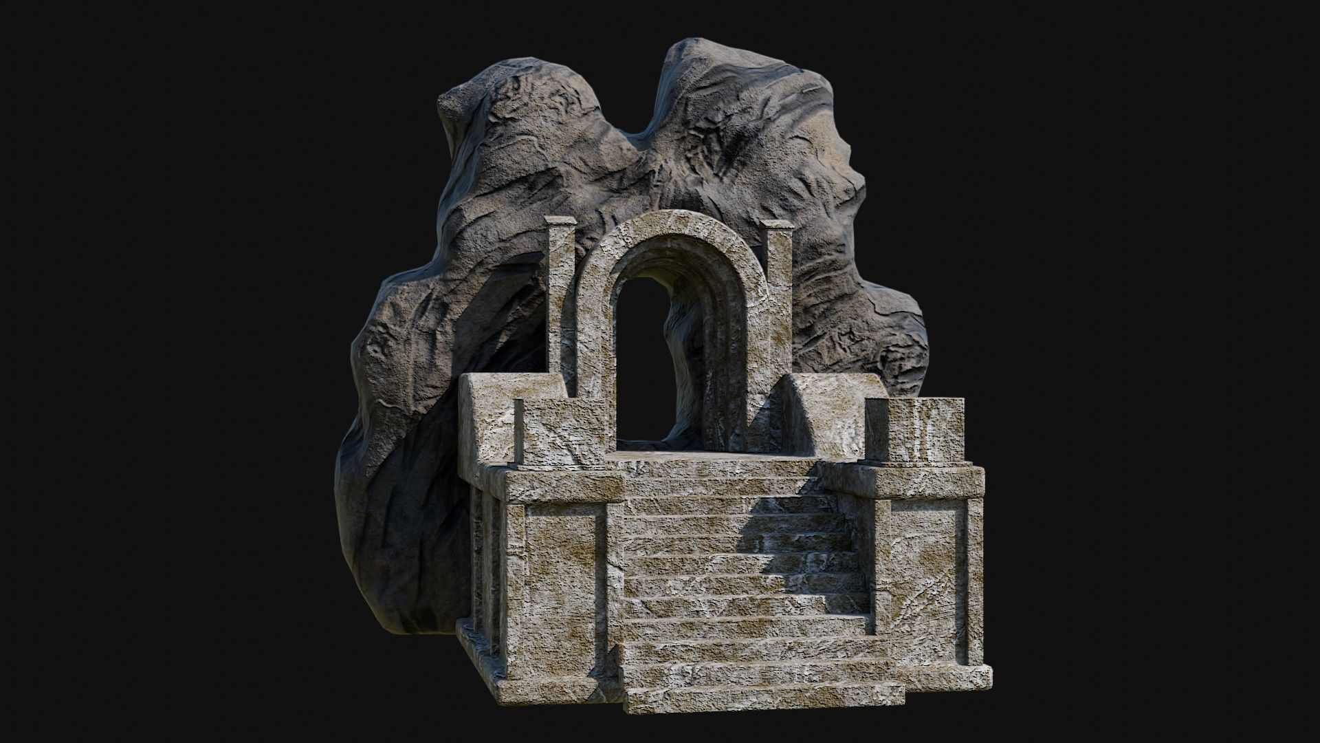 CAVE ENTRANCE GATE PORTAL DUNGEON ANCIENT TEMPLE COLLECTION Low-poly 3D model_27