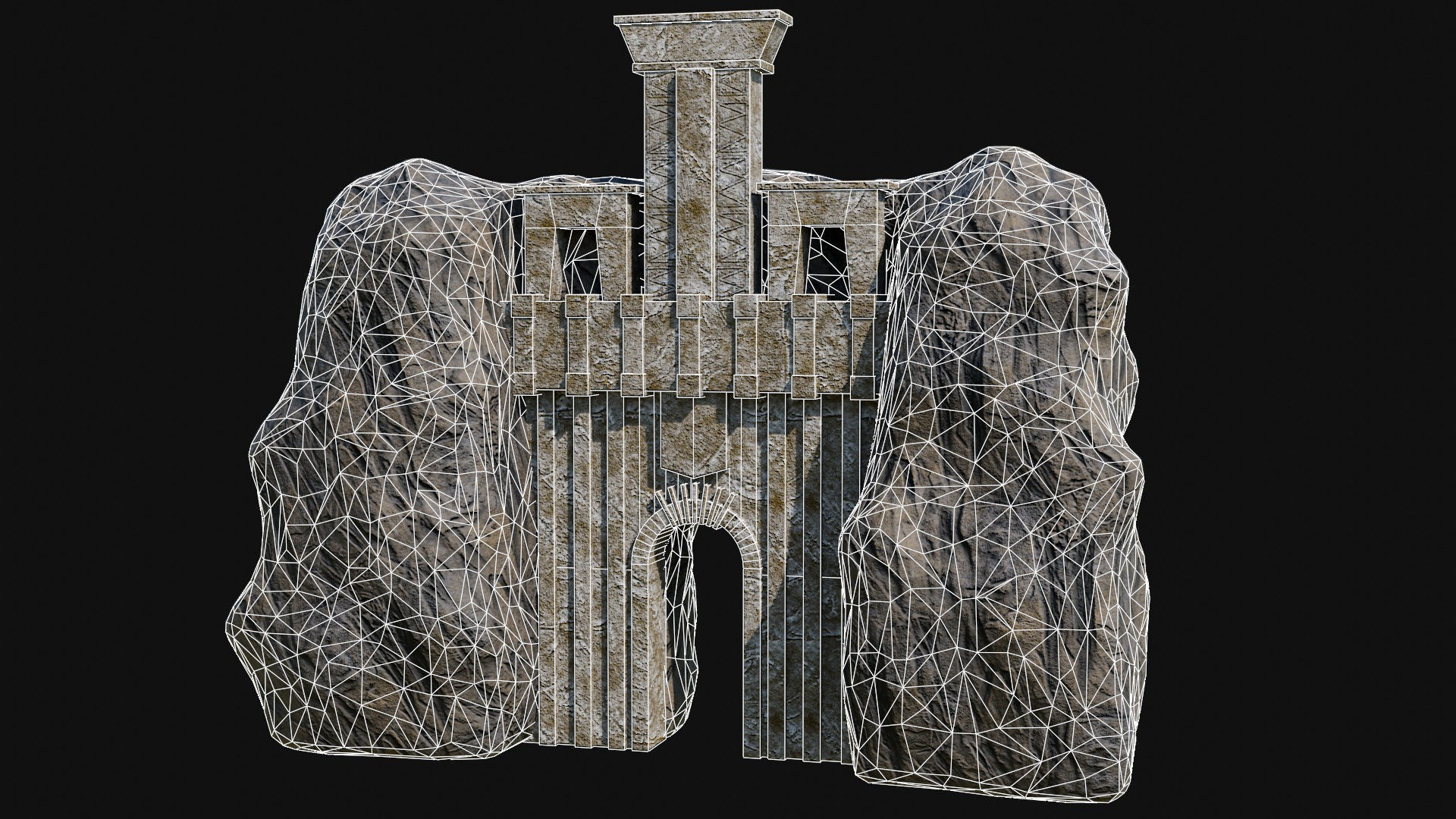 CAVE ENTRANCE GATE PORTAL DUNGEON ANCIENT TEMPLE COLLECTION Low-poly 3D model_46