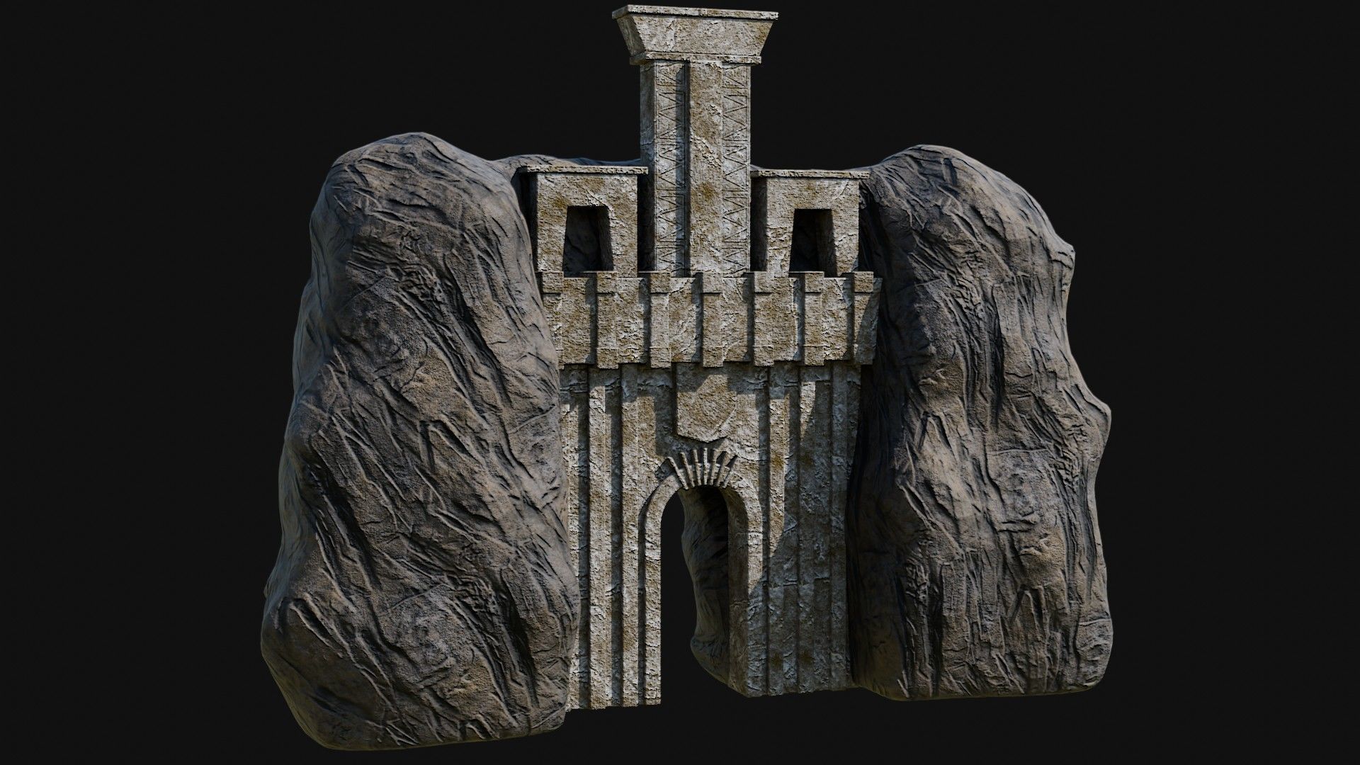 CAVE ENTRANCE GATE PORTAL DUNGEON ANCIENT TEMPLE COLLECTION Low-poly 3D model_45