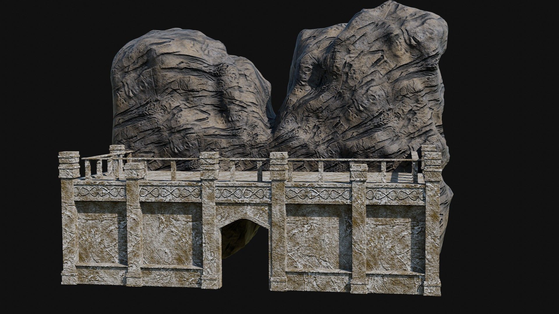 CAVE ENTRANCE GATE PORTAL DUNGEON ANCIENT TEMPLE COLLECTION Low-poly 3D model_13