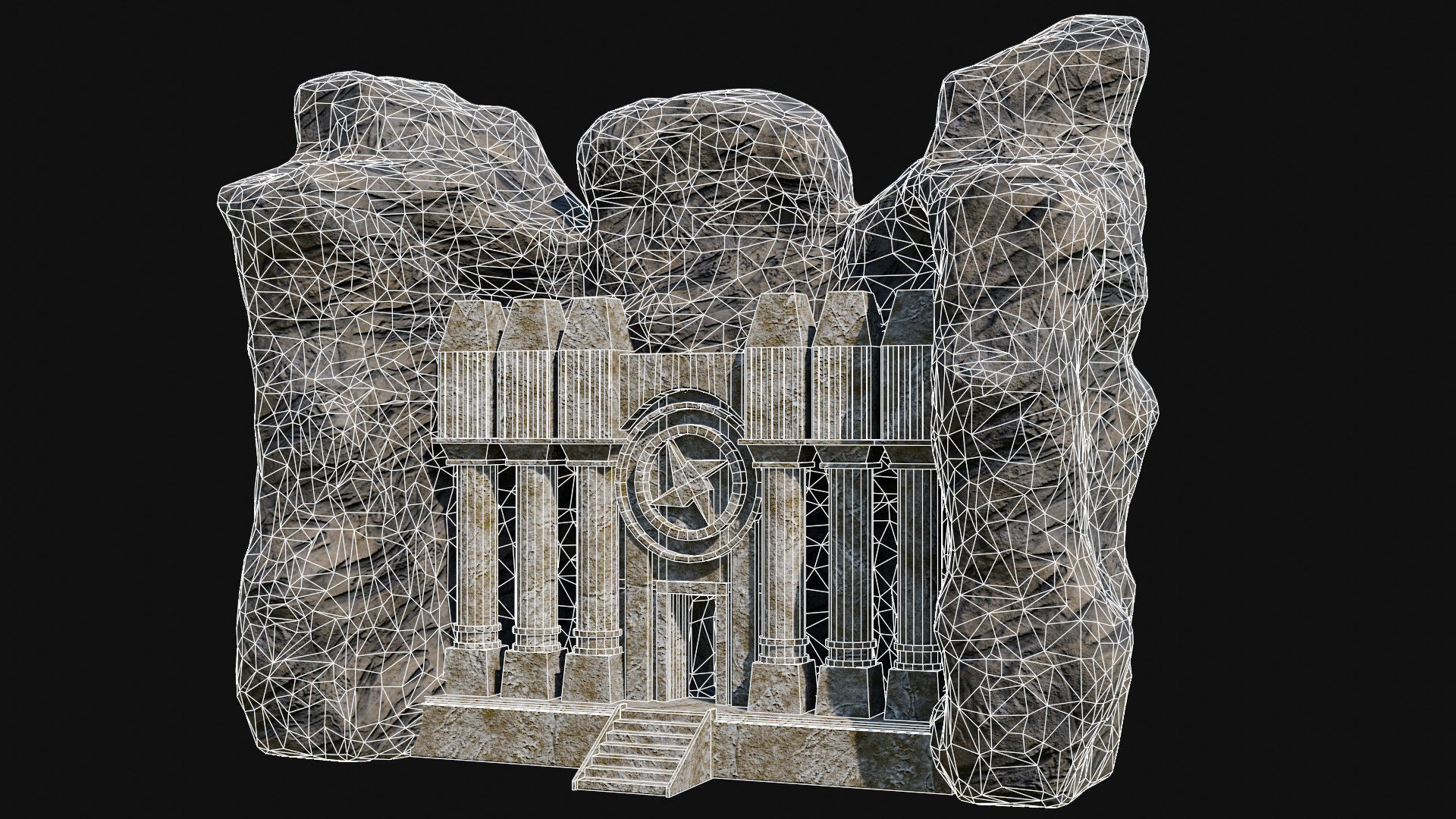CAVE ENTRANCE GATE PORTAL DUNGEON ANCIENT TEMPLE COLLECTION Low-poly 3D model_34