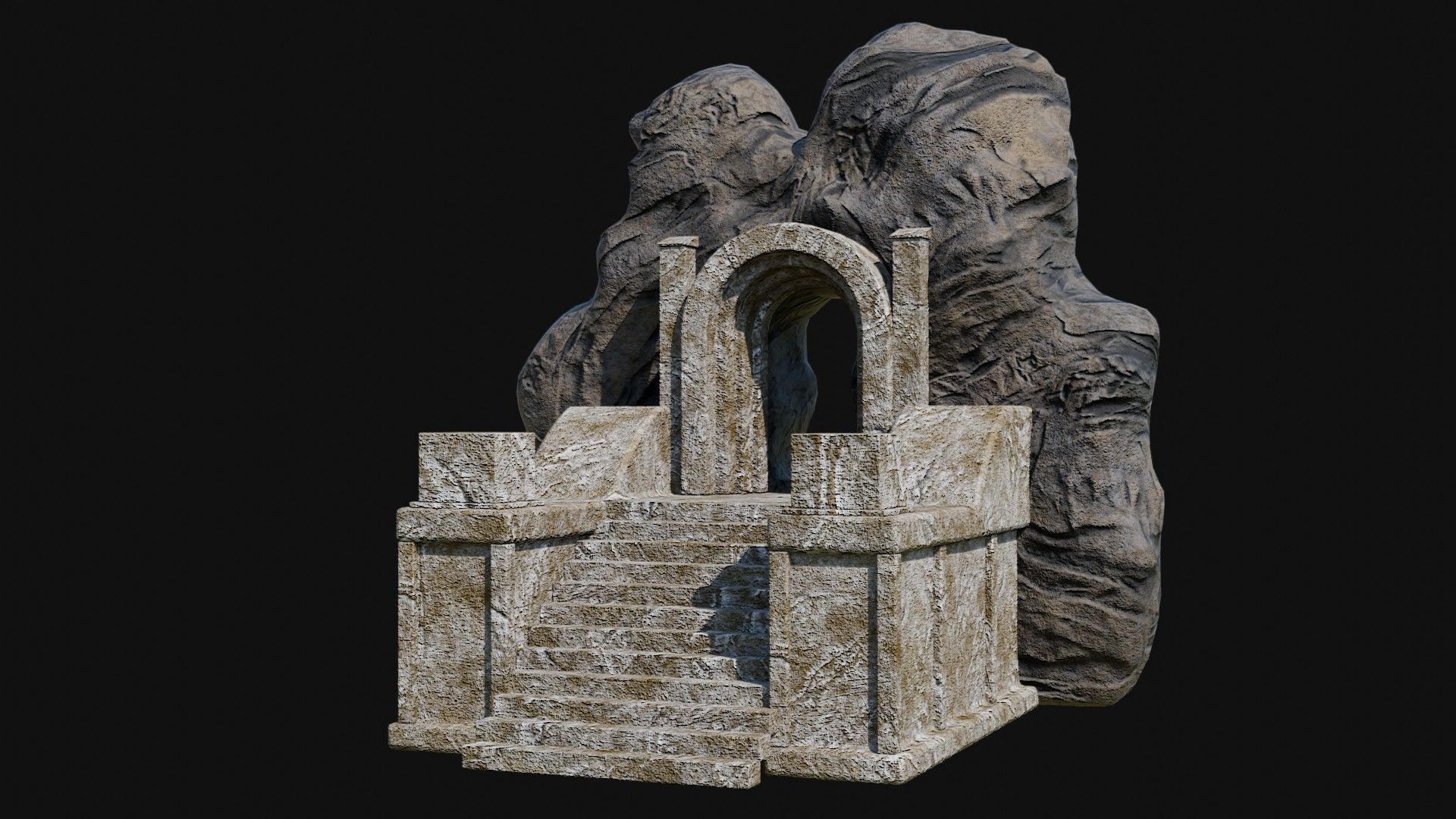 CAVE ENTRANCE GATE PORTAL DUNGEON ANCIENT TEMPLE COLLECTION Low-poly 3D model_25