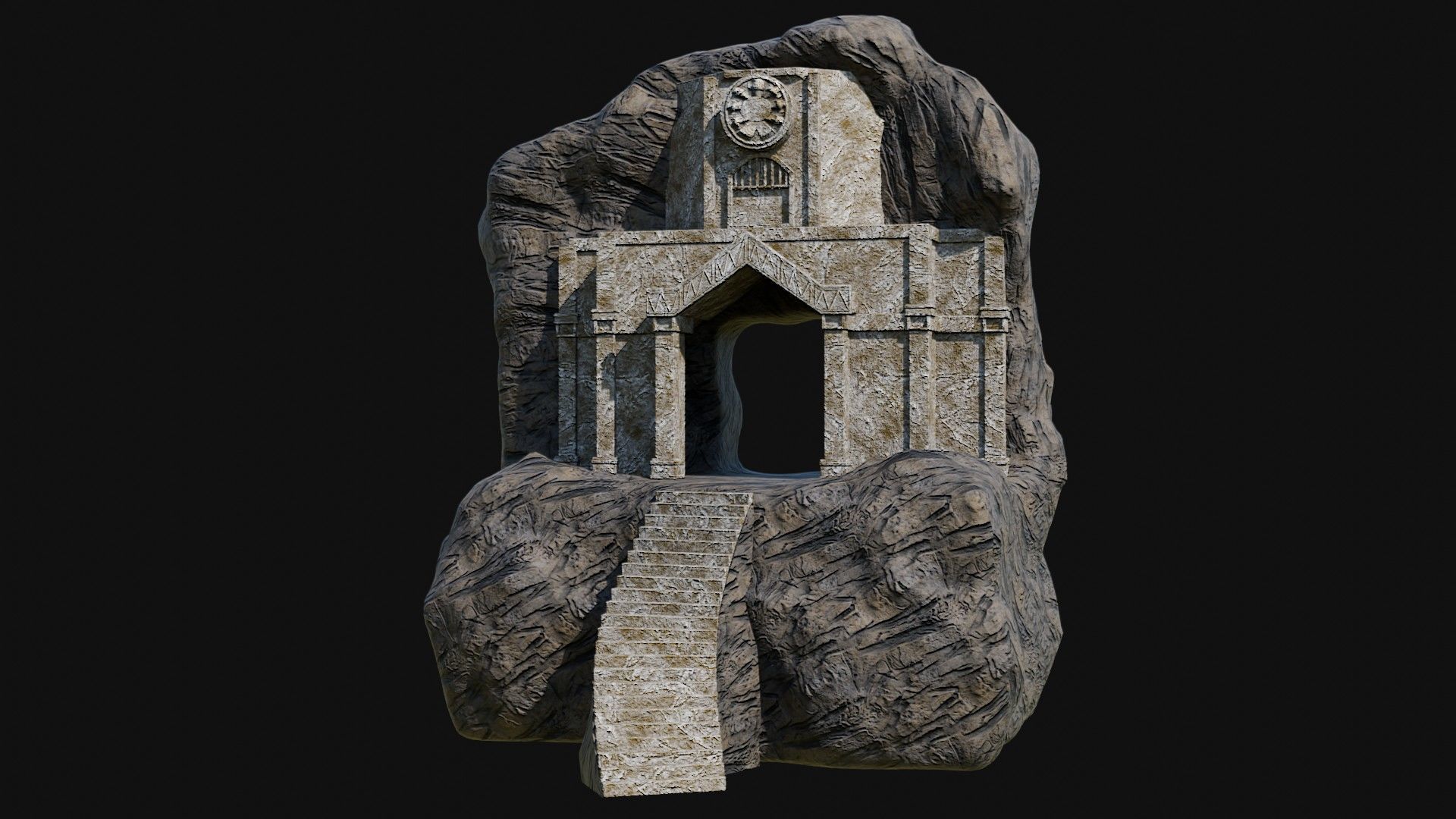 CAVE ENTRANCE GATE PORTAL DUNGEON ANCIENT TEMPLE COLLECTION Low-poly 3D model_19