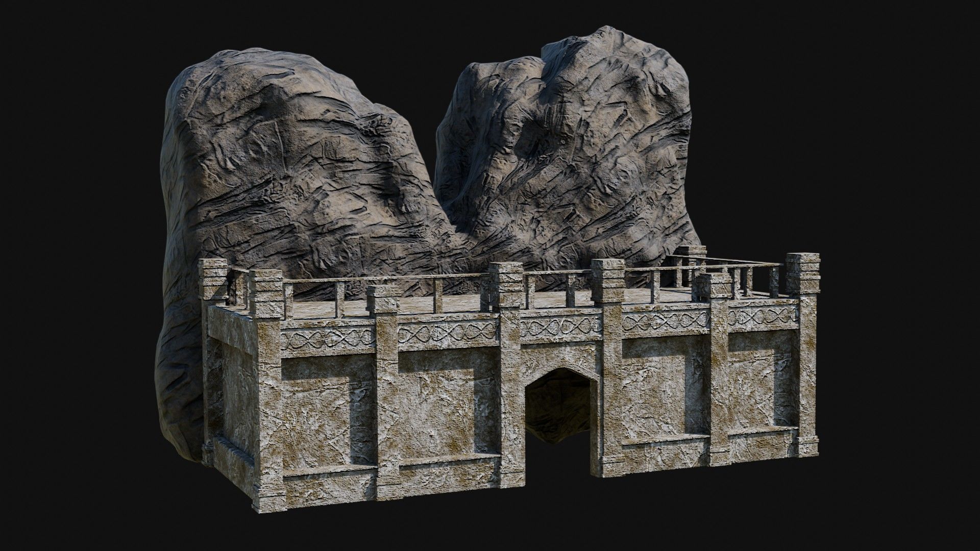 CAVE ENTRANCE GATE PORTAL DUNGEON ANCIENT TEMPLE COLLECTION Low-poly 3D model_15