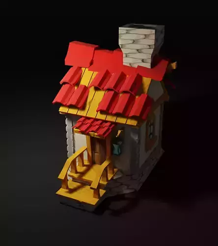  Village House Old Low Poly 3D