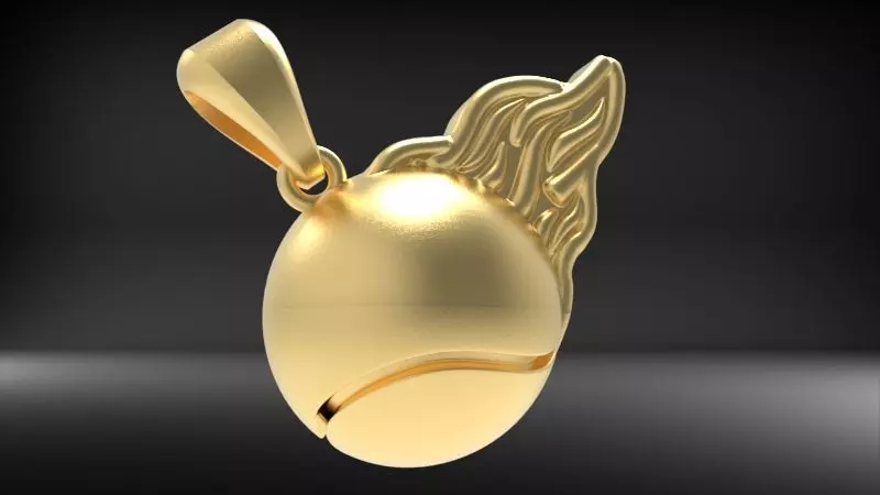 3D Flaming Tennis Ball Hollow Pendant Charm Necklace Jewelry 3D print model