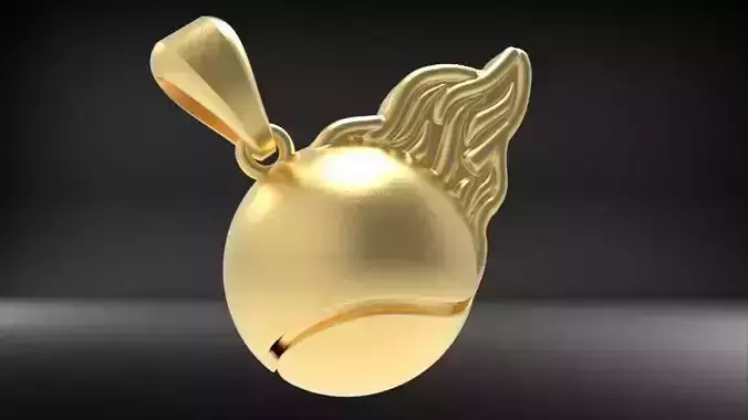 3D Flaming Tennis Ball Hollow Pendant Charm Necklace Jewelry 