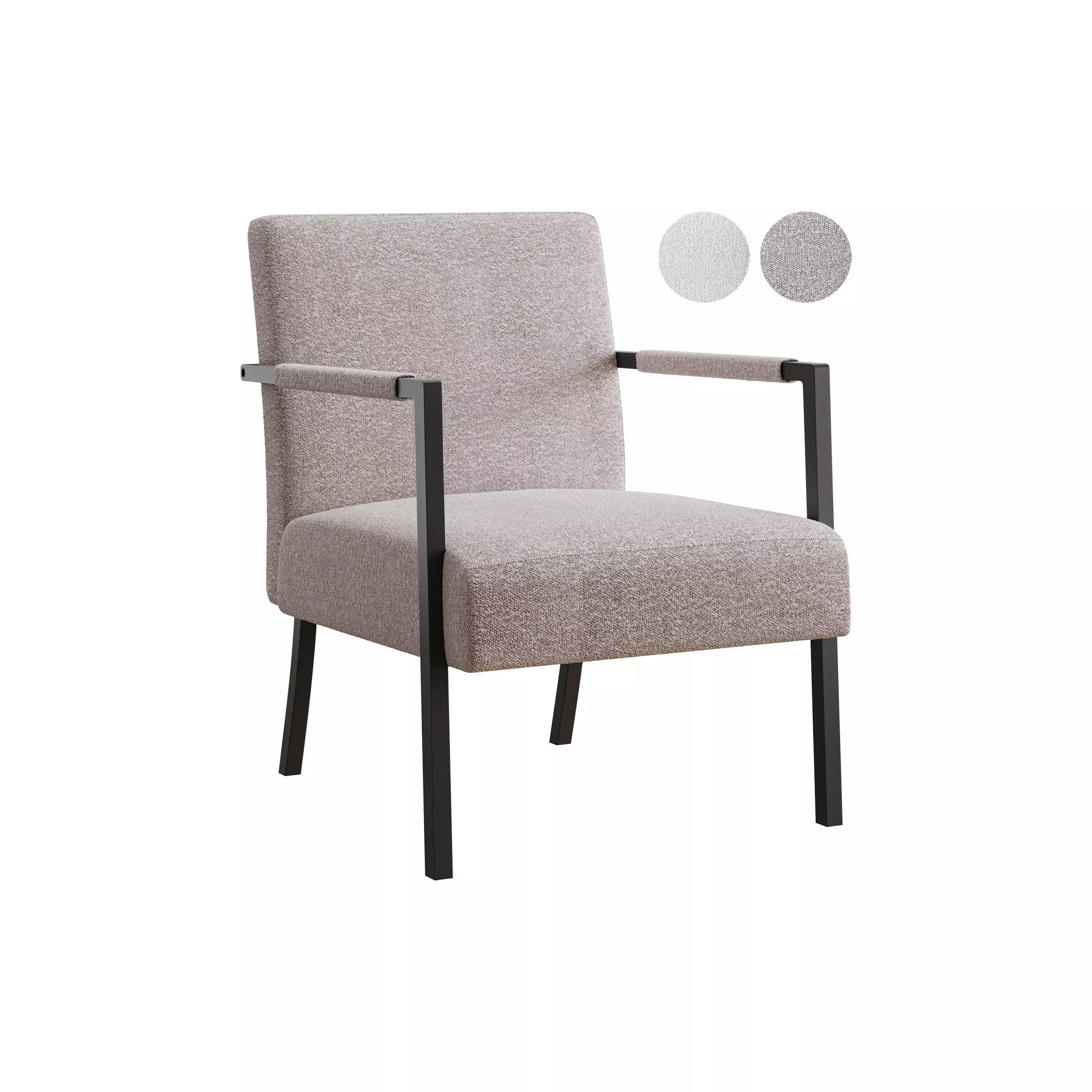 Hatton Steel Frame Boucle Accent Chair 3D model