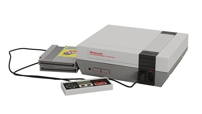 Nintendo NES Retro Gaming Console Low-poly 3D model