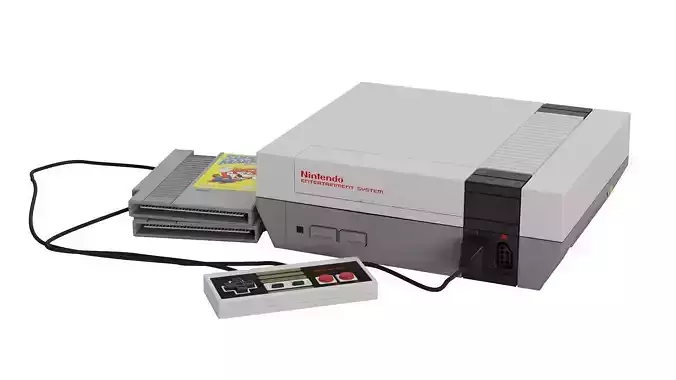 Nintendo NES Retro Gaming Console Low-poly 3D model