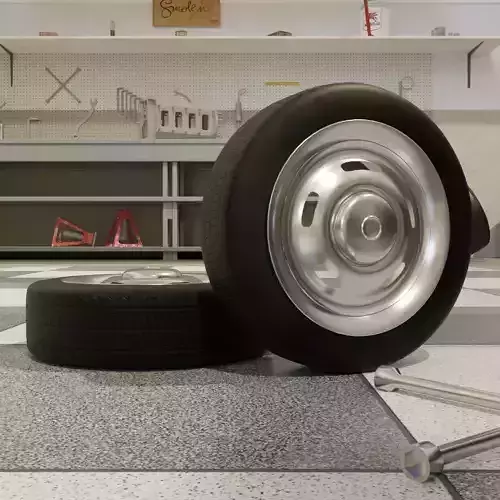 High-Detail Heavy-Duty Wheel for Games and Rendering Low-poly 3D model