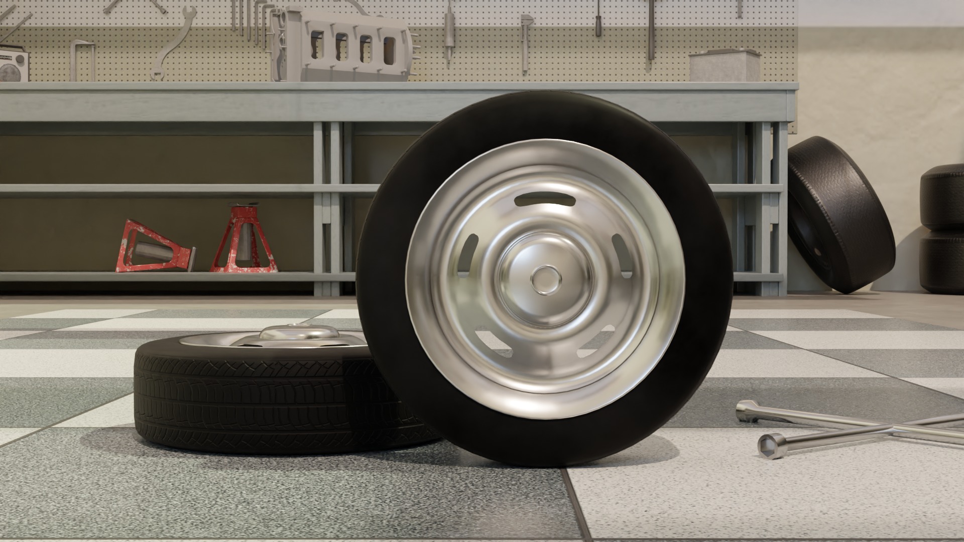 High-Detail Heavy-Duty Wheel for Games and Rendering Low-poly 3D model_4